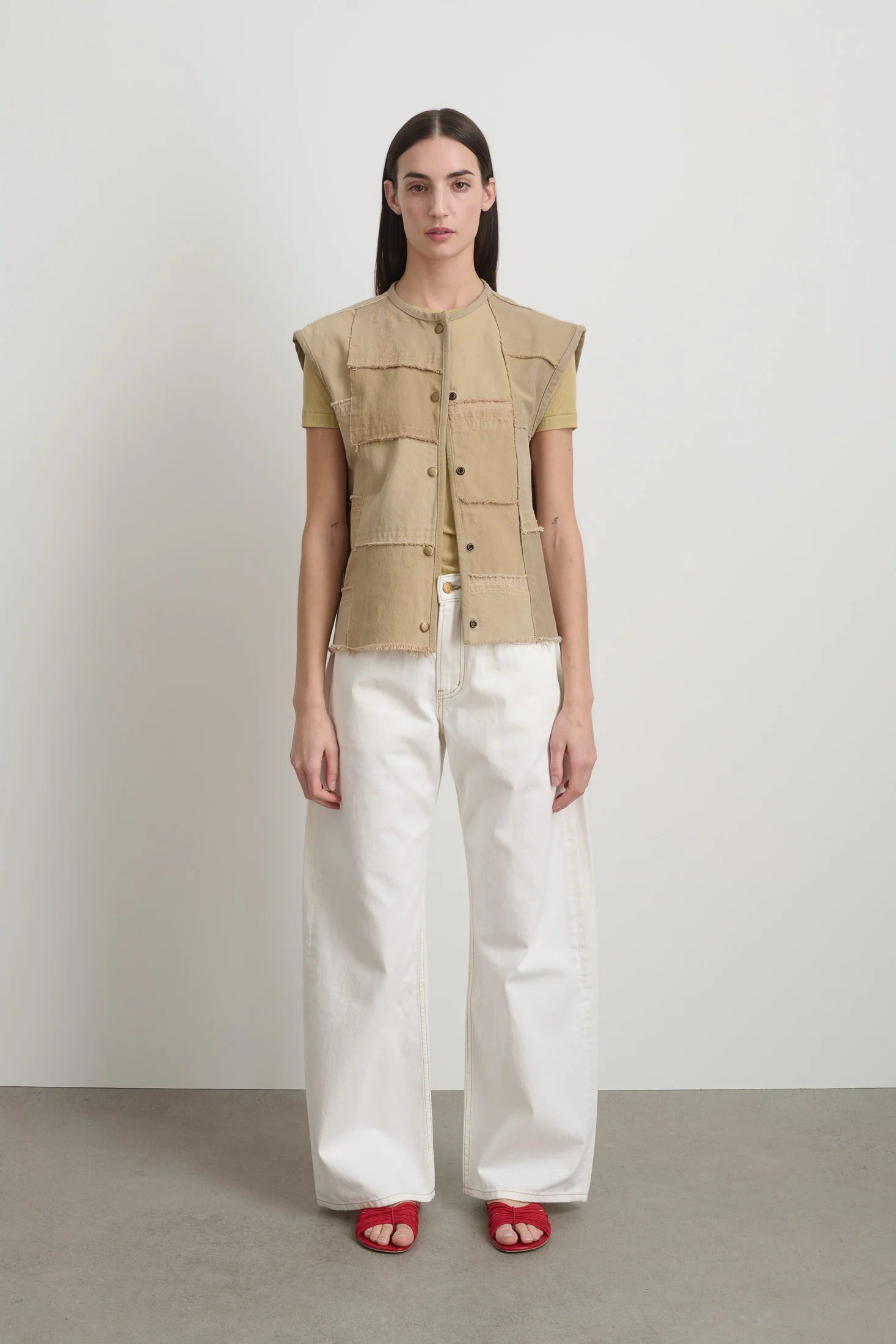 B Sides Reworked Madras Vest / Vintage Khaki