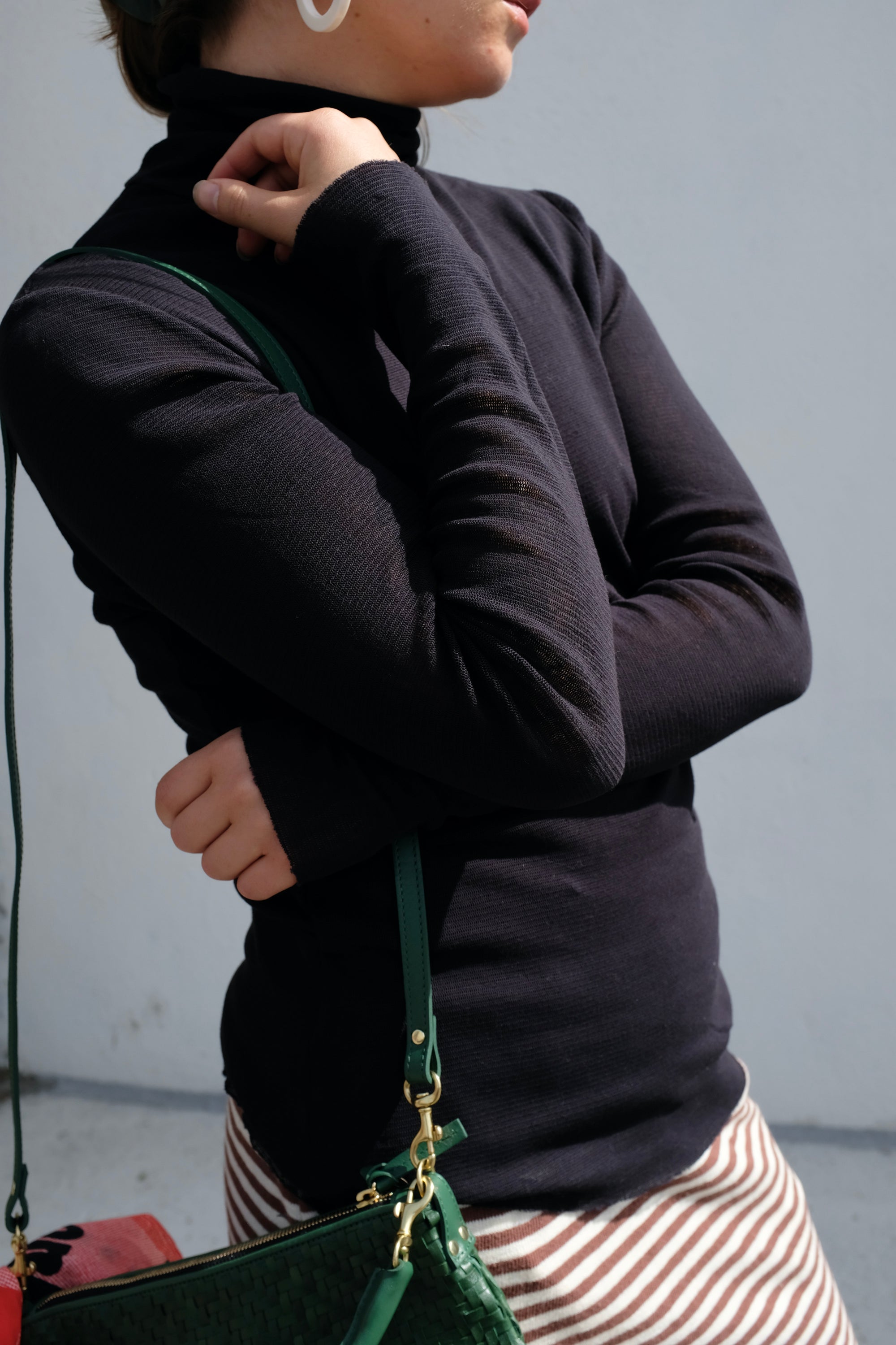 Black Crane Double Mesh Turtleneck / Black