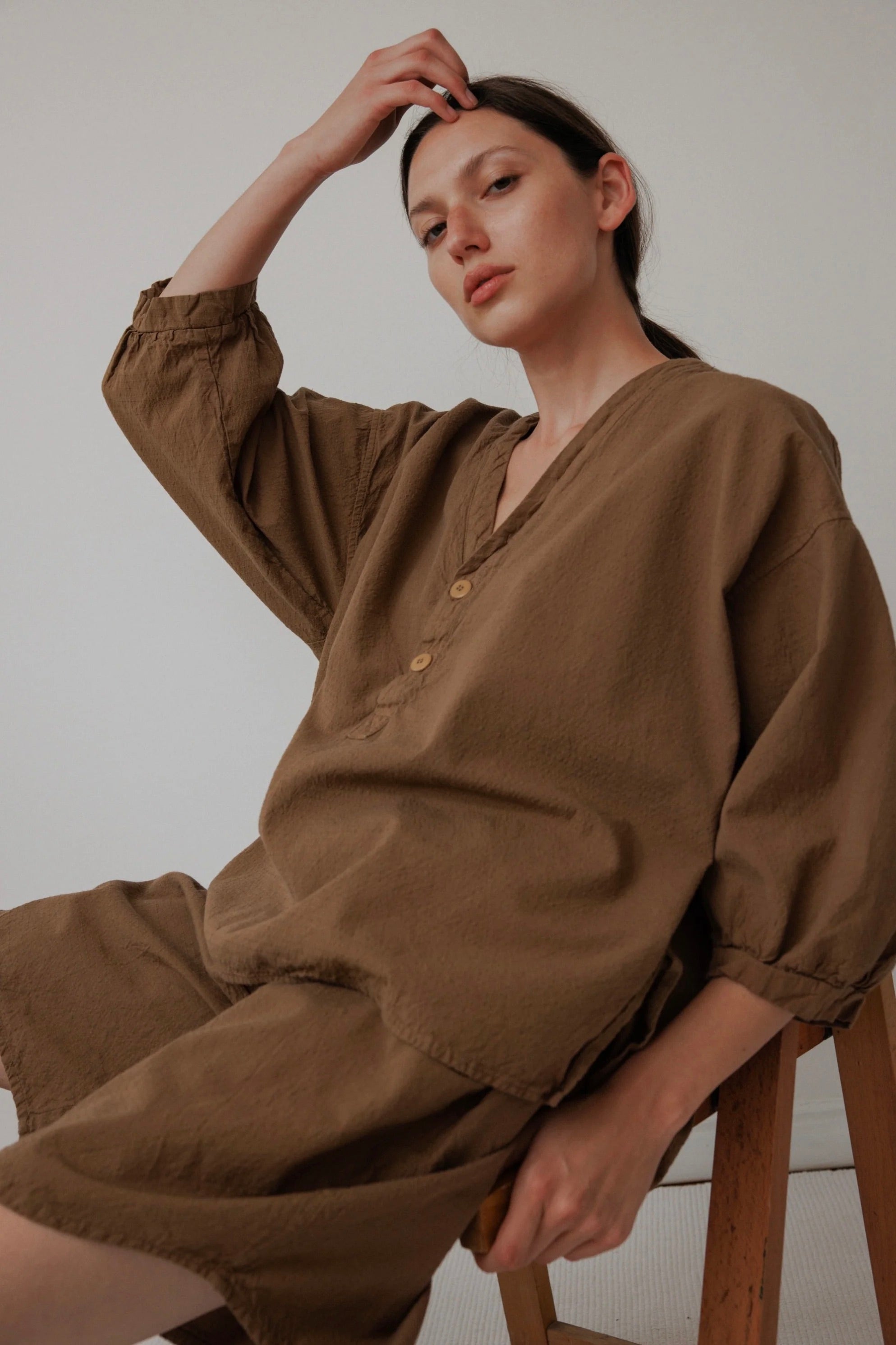 Wol Hide Woven Popover / Sepia