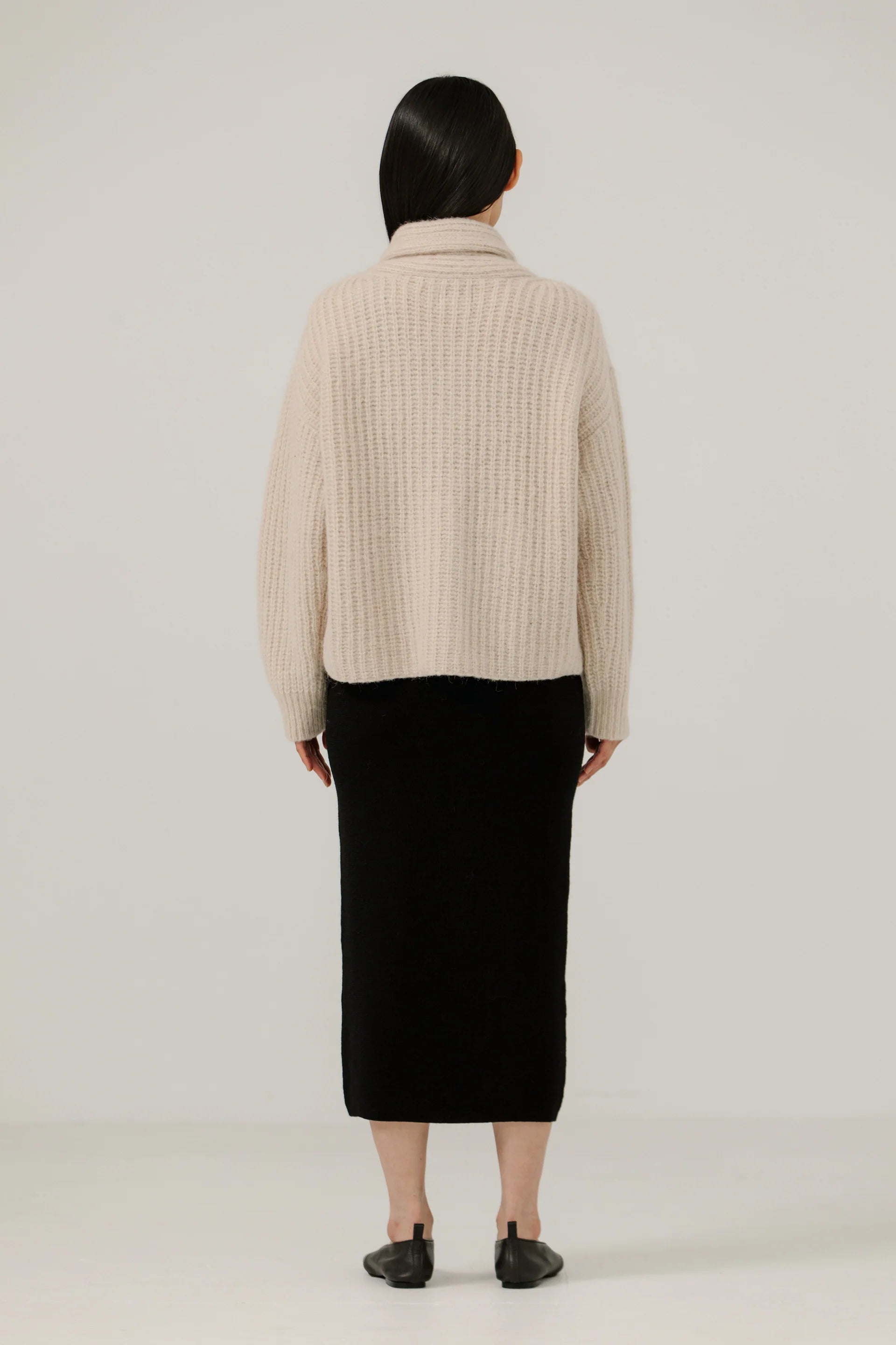 Bare Knitwear Oversized Shawl Cardigan / Cream