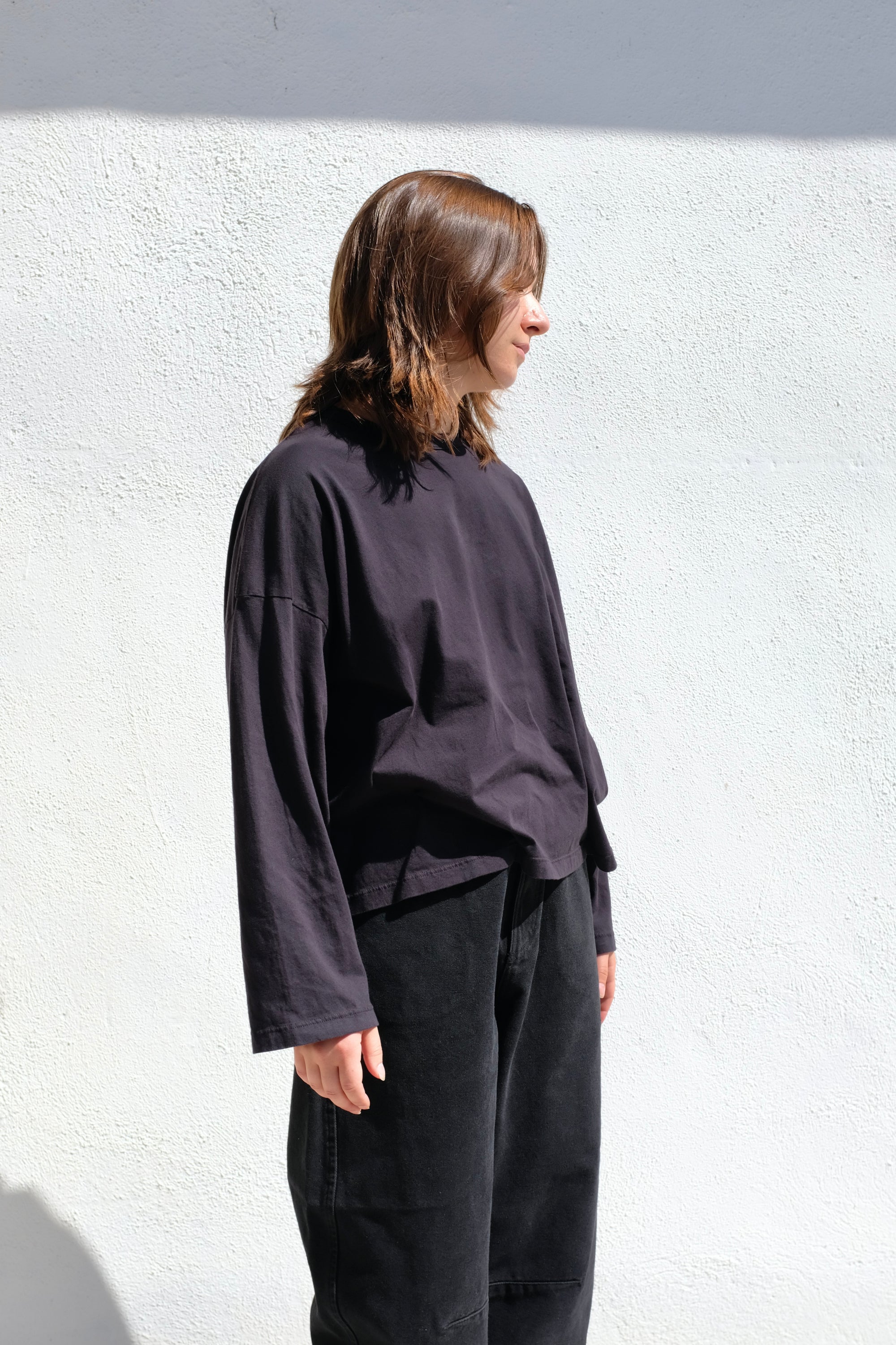 Black Crane Wide Long Sleeve Tee / Black