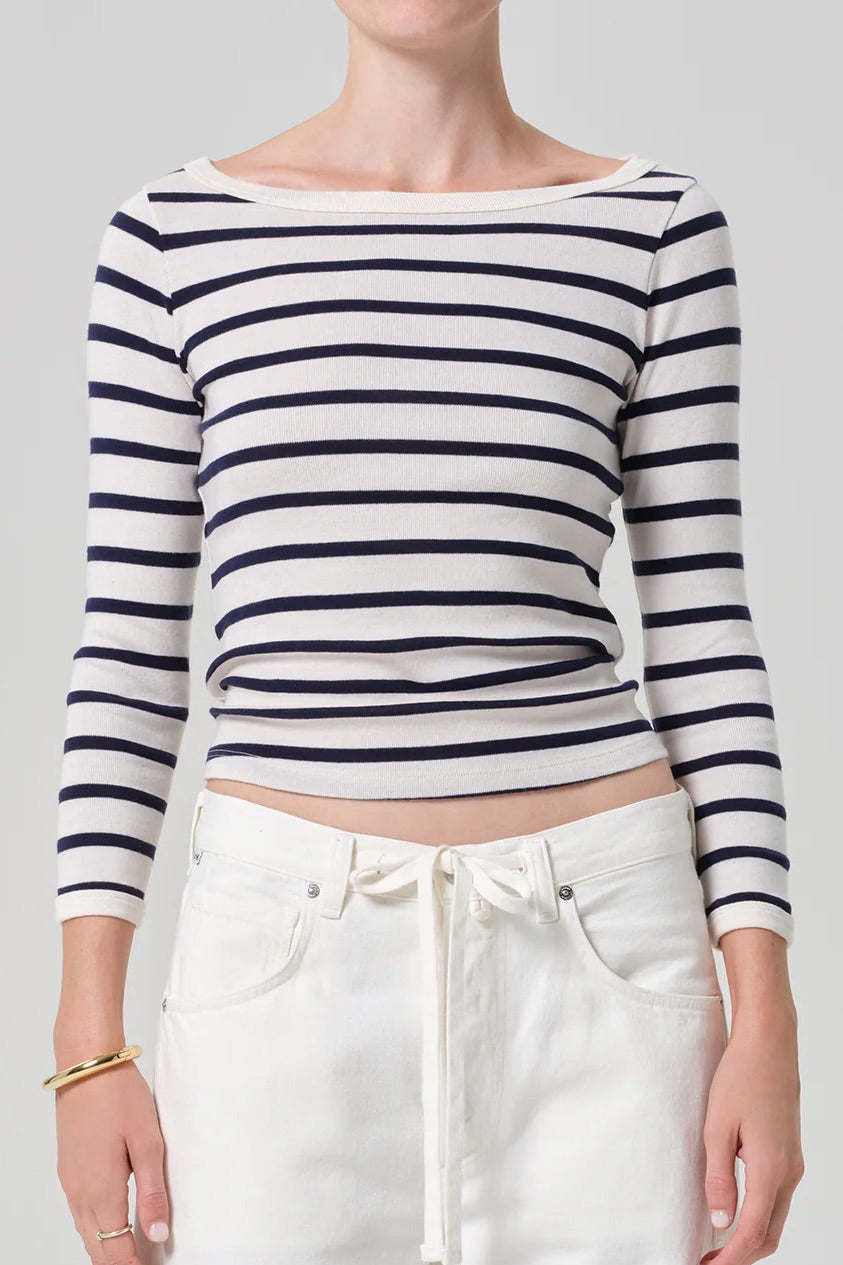 COH Boat Neck Slim Tee / Azure Stripe