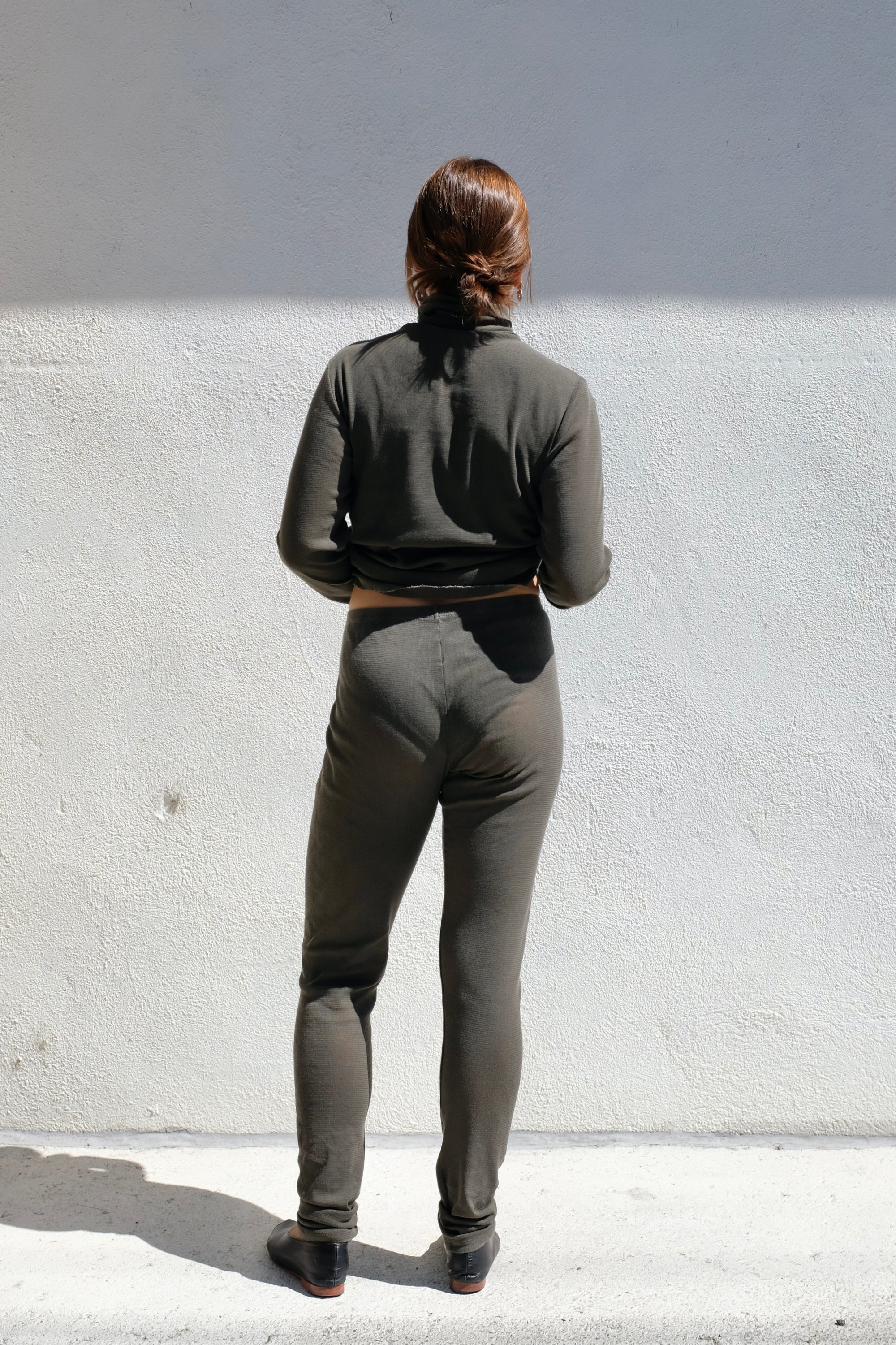 Black Crane Mesh Leggings / Slate