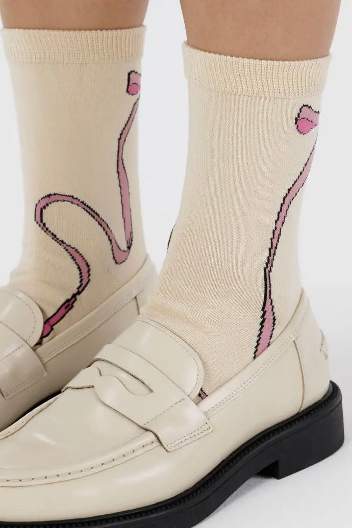 Baggu Crew Sock / Pink Bow