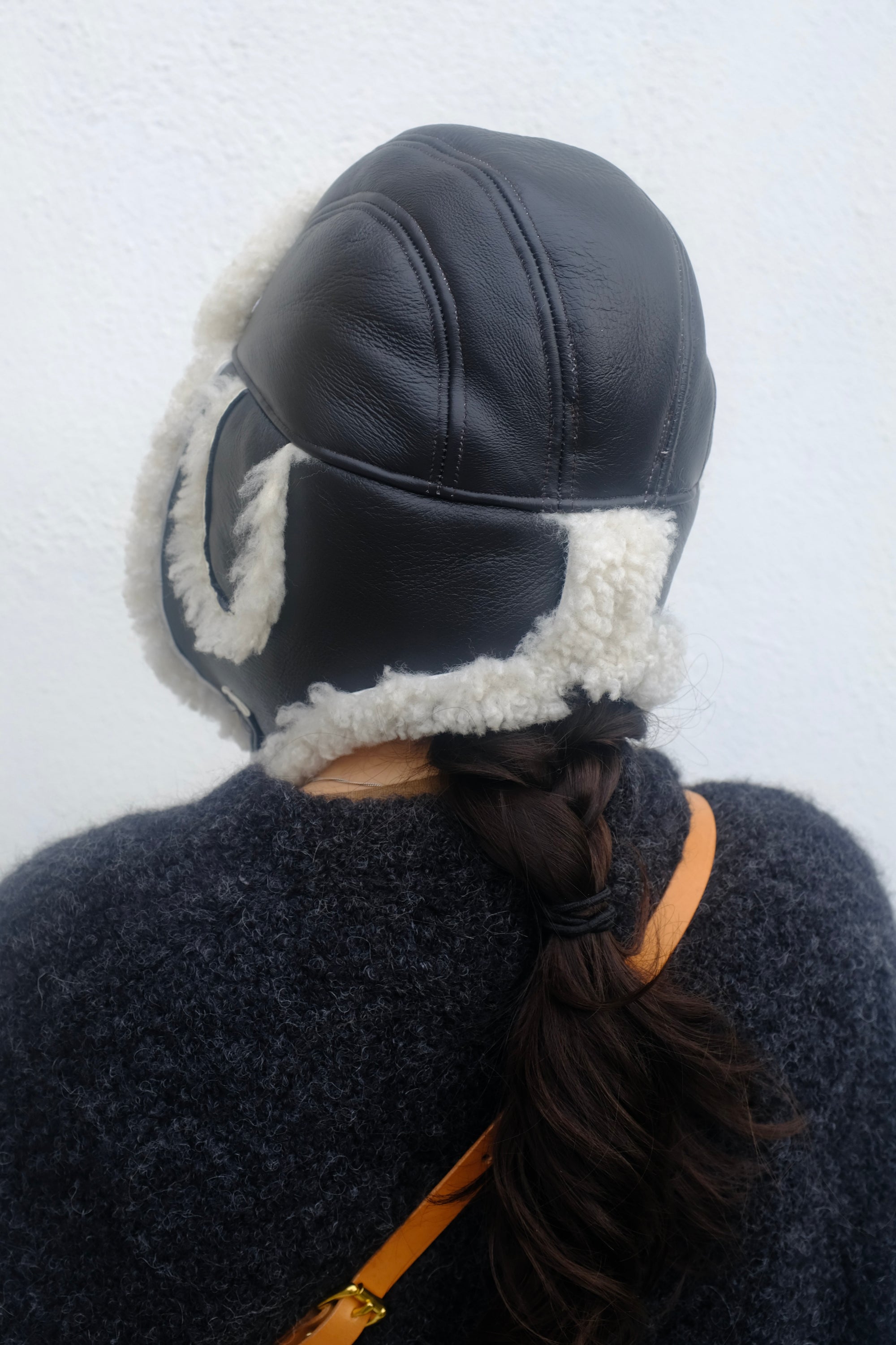 Milo & Dexter Aviator Cap with Buckle / Dark Brown Shearling