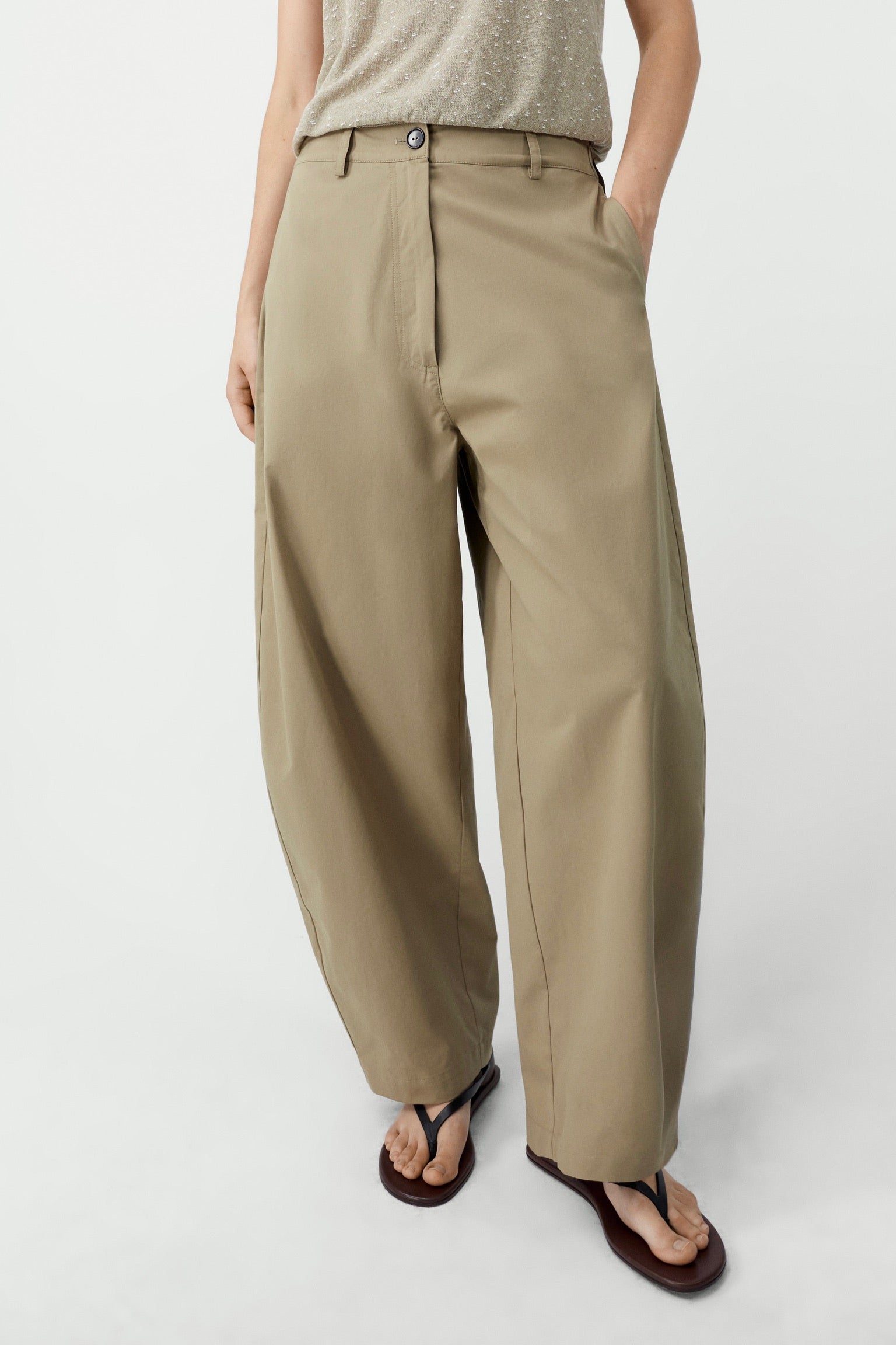 Cotton Curved Pant / Camel