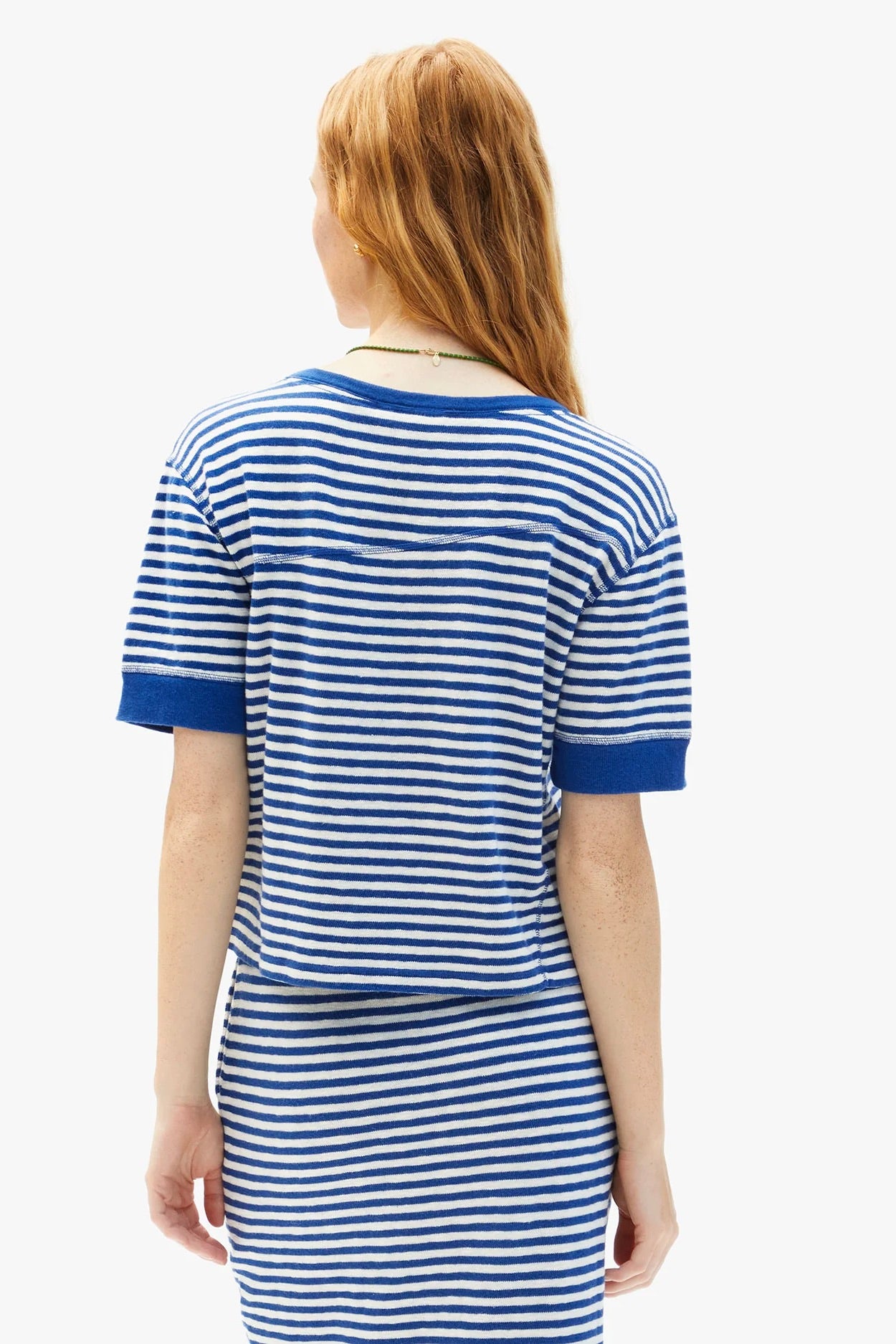 Clare V. Le Bateau Tee / Cobalt+Cream Stripe