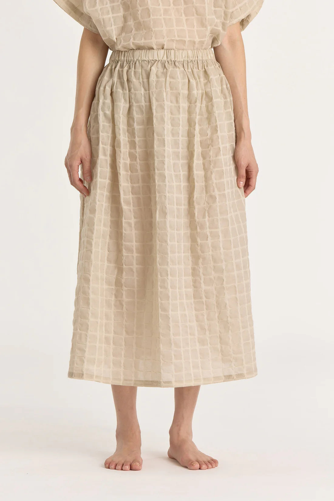 Black Crane Ripple Finish Skirt / Beige