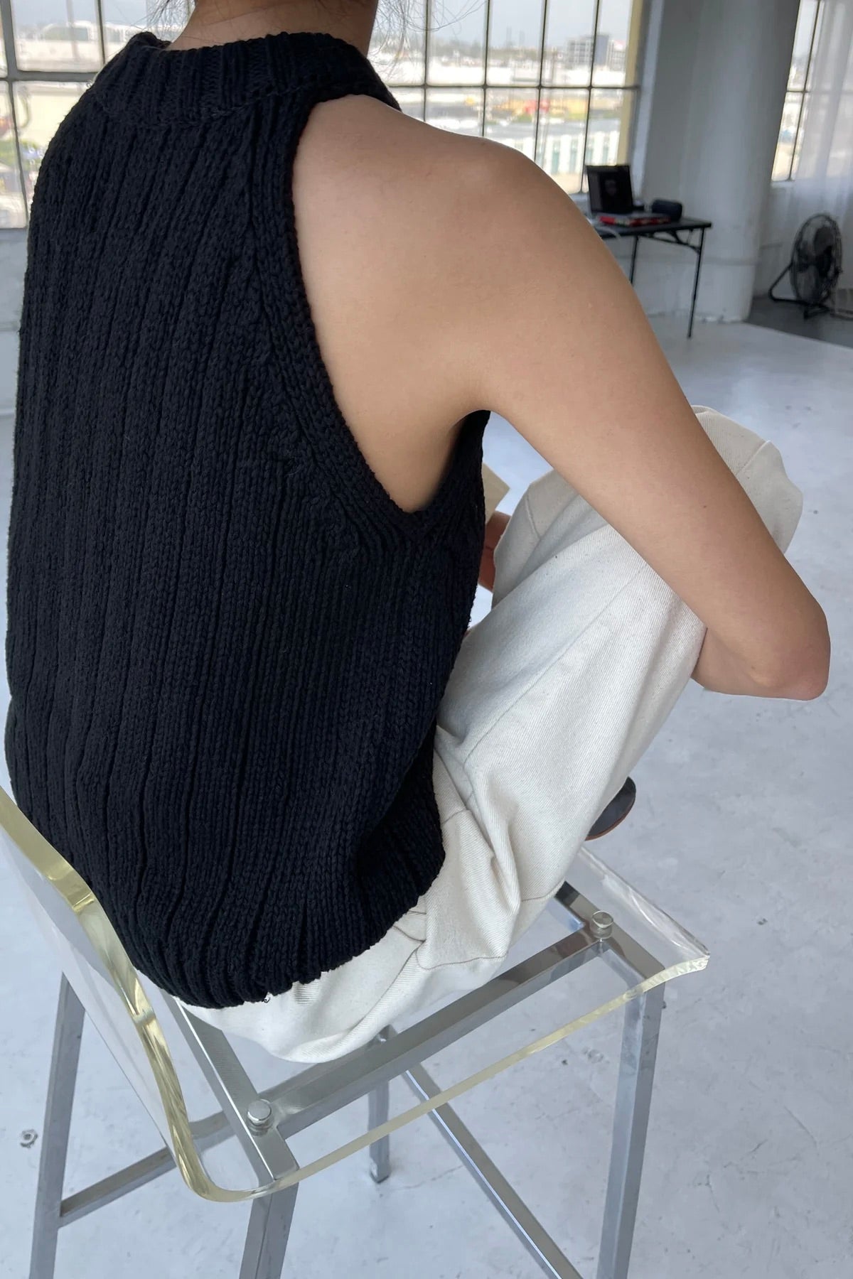 Claire Cotton Sweater Tank / Black