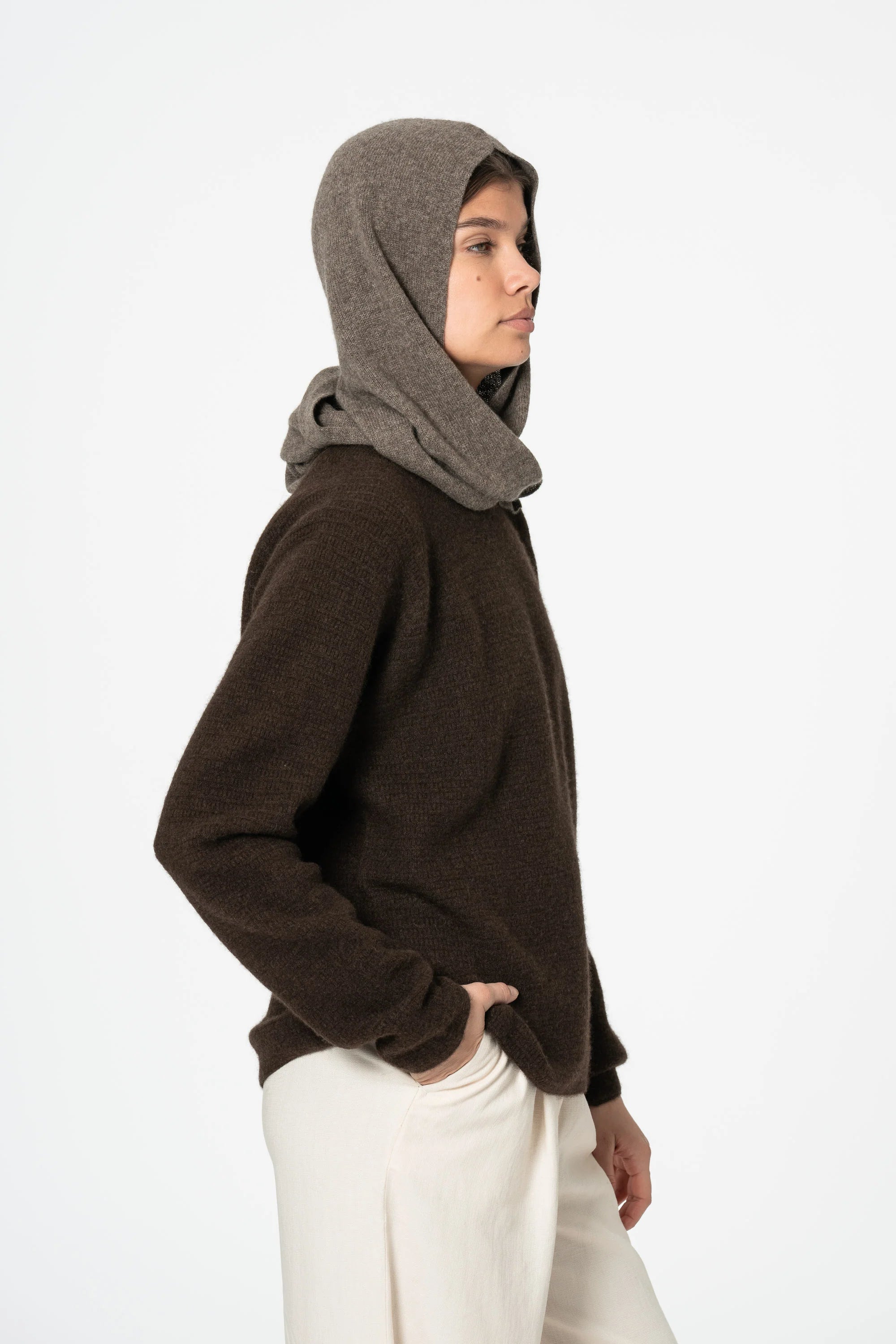 Dinadi Yak Hooded Scarf / Oat Brown