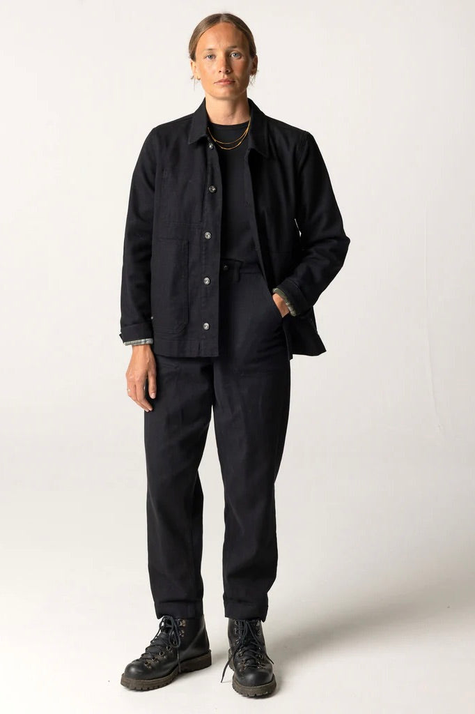 Finisterre Yarrel Flannel Lined Chore Jacket / Black