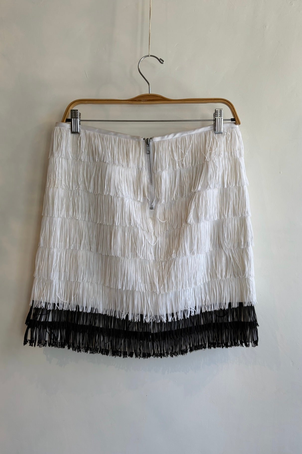 Pre-Loved / Shelly Kano Fringe Skirt / Black + White / Size M