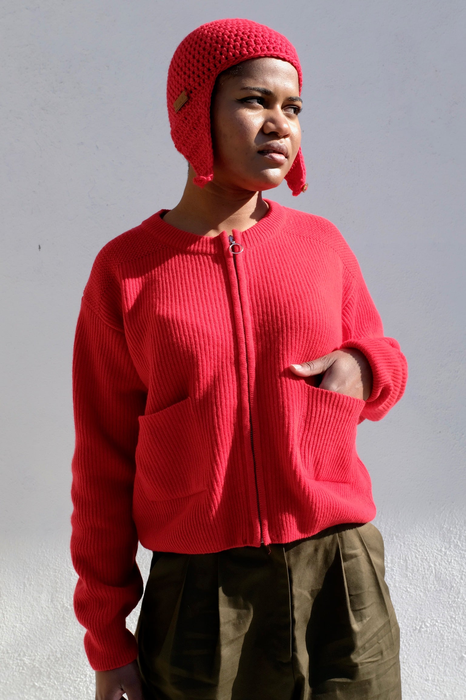 Girls of Dust BOMBER Cardigan / Red