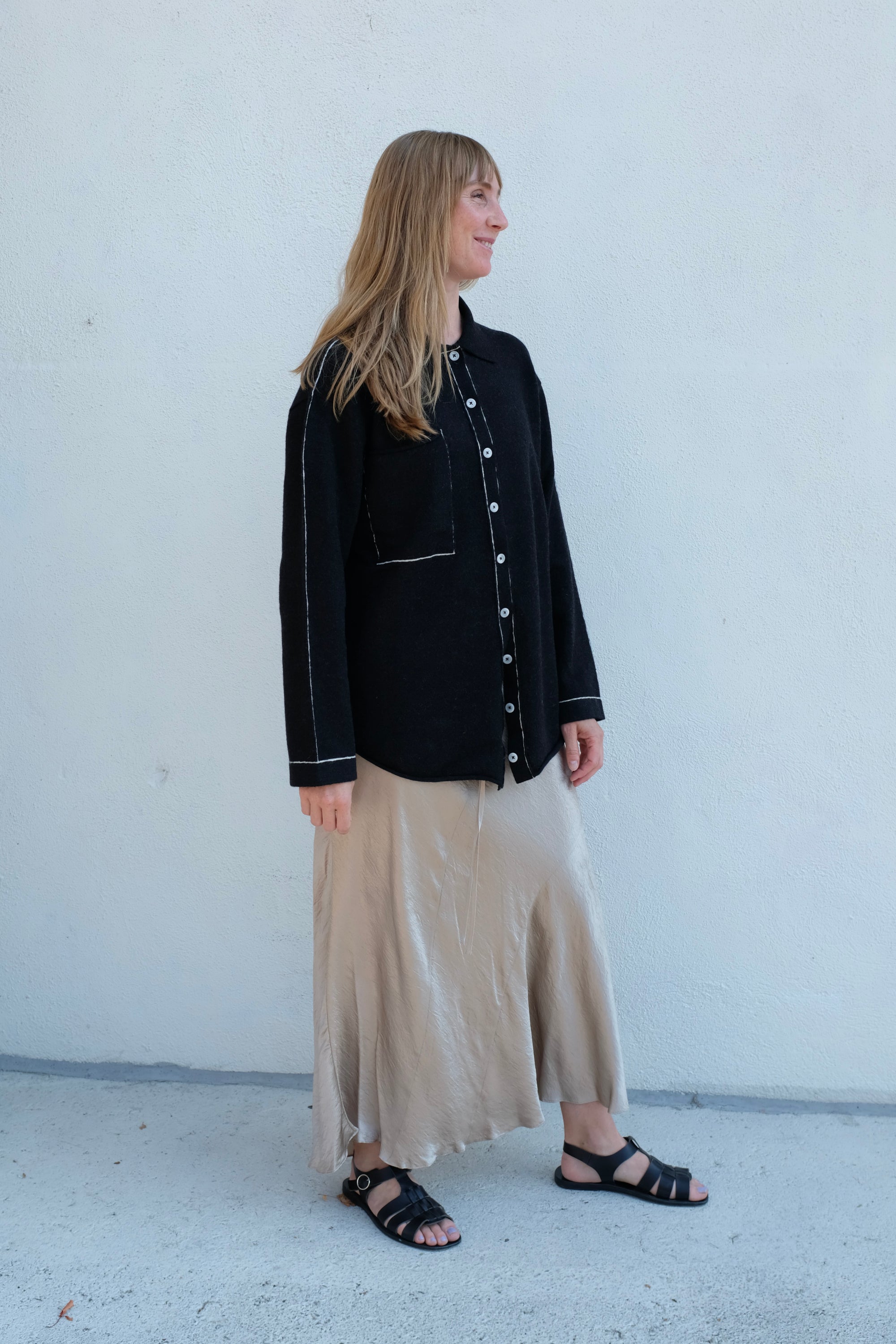 Lauren Manoogian Stitch Big Shirt / Black Melange