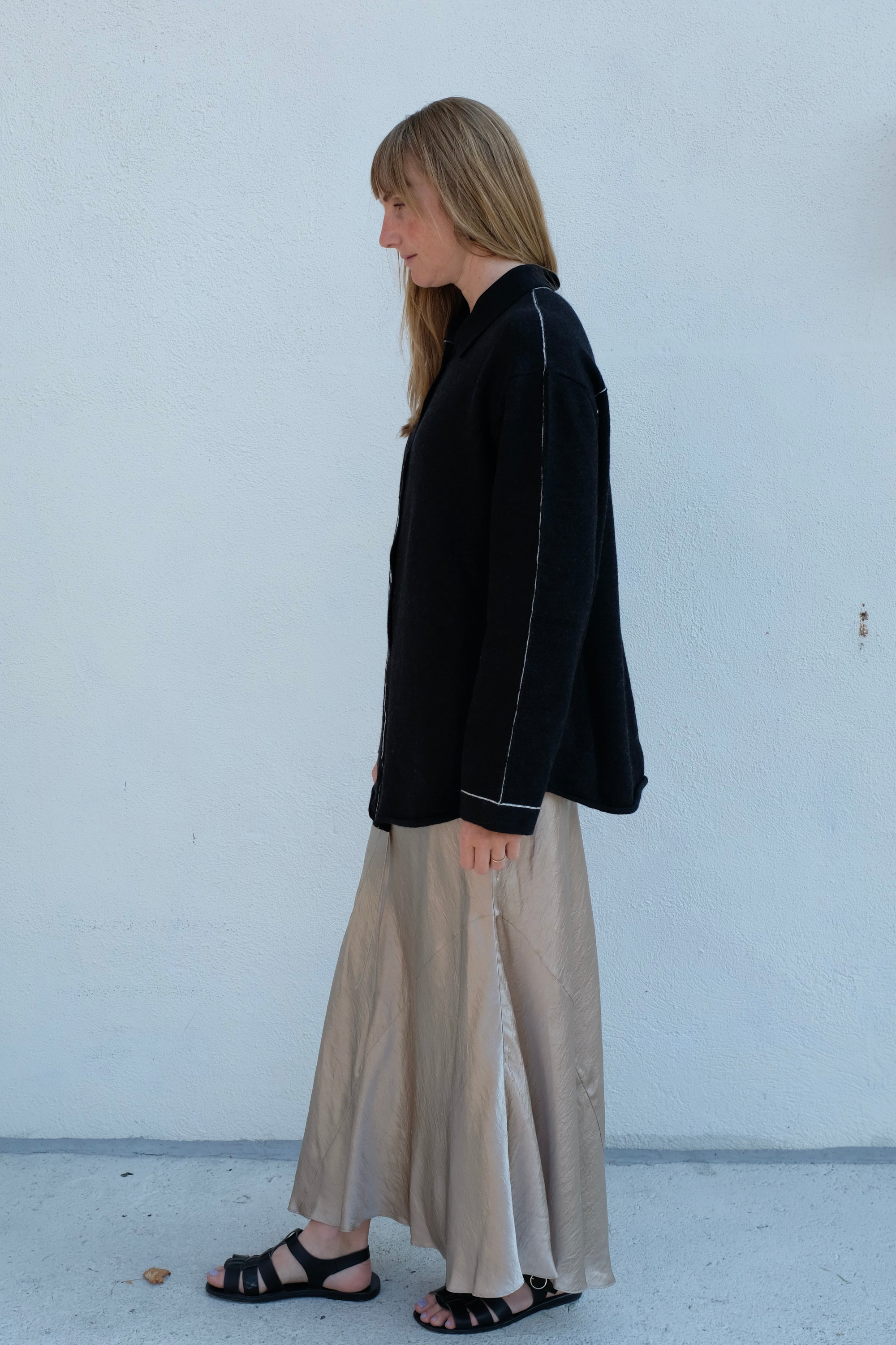 Lauren Manoogian Stitch Big Shirt / Black Melange