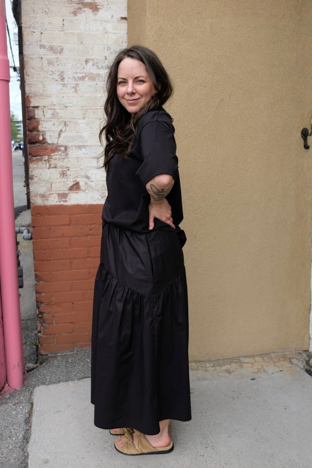 Field Skirt / Black Poplin
