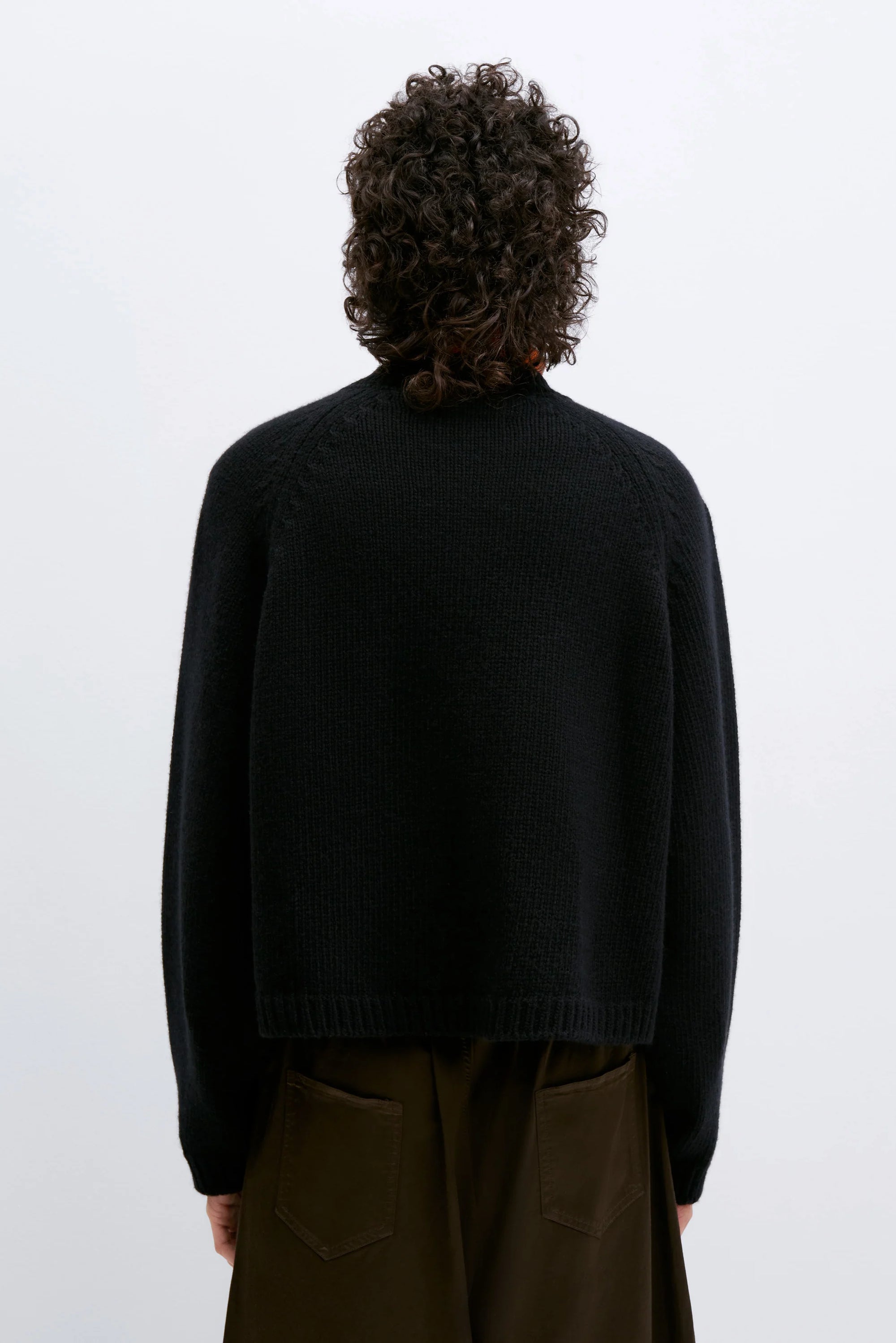 Cordera Merino Wool Stitched Cardigan / Black