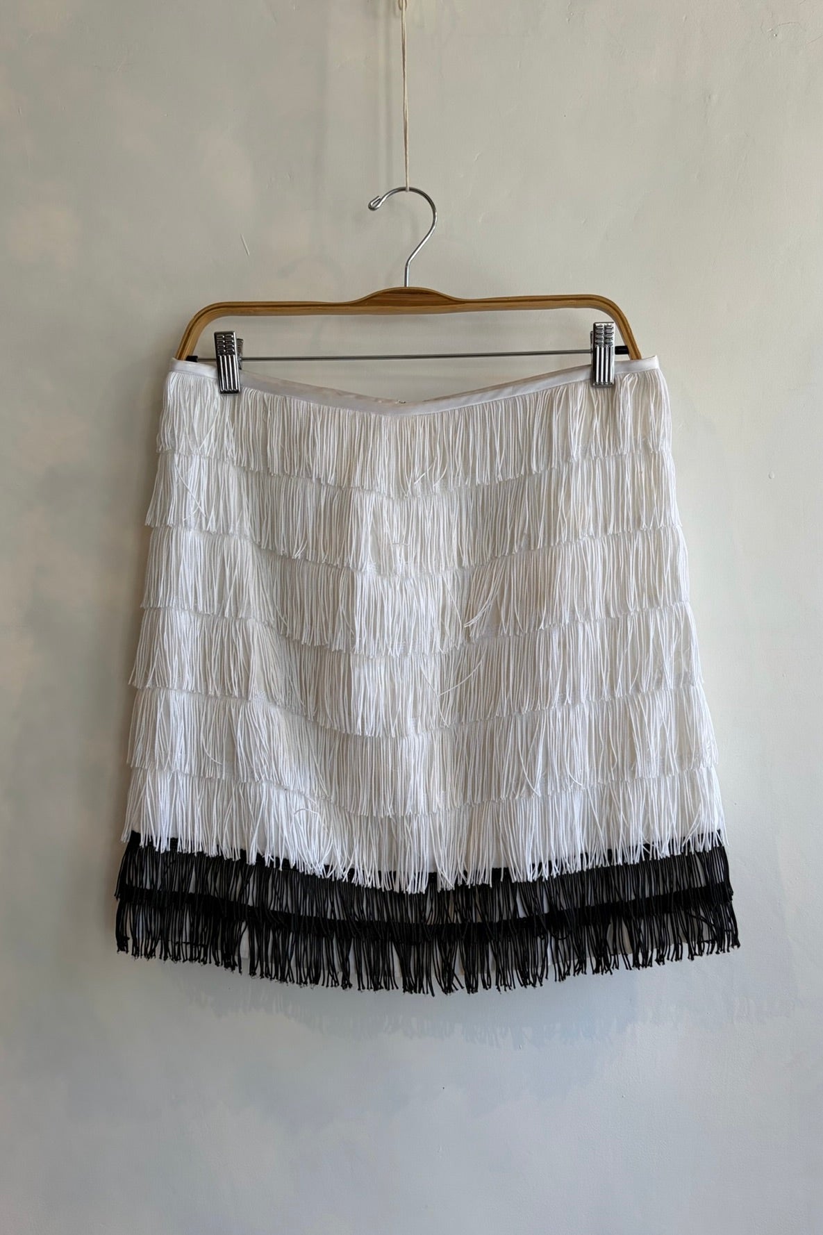 Pre-Loved / Shelly Kano Fringe Skirt / Black + White / Size M