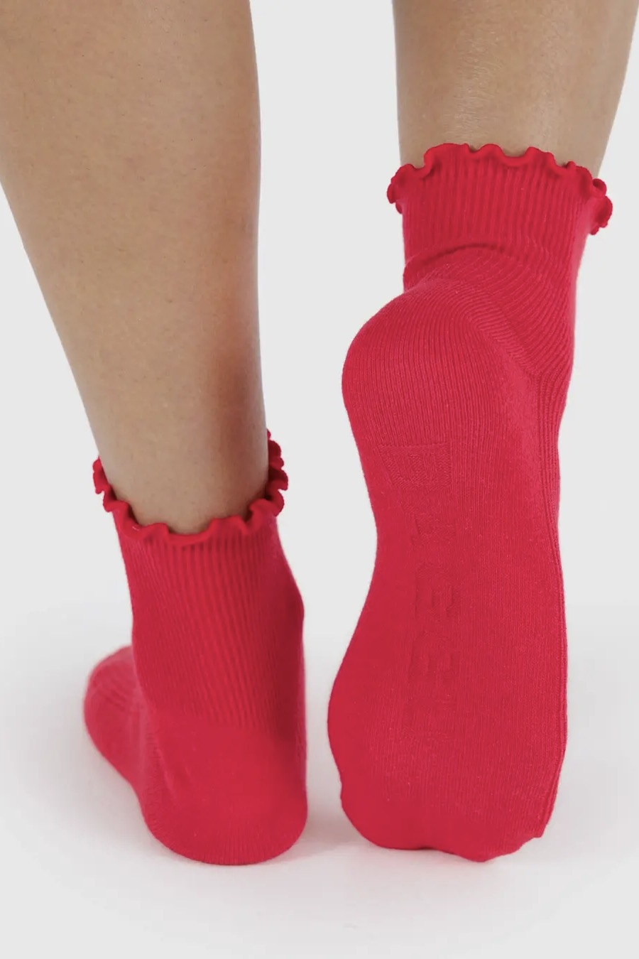 Baggu Lettuce Edge Sock / Lavender & Red