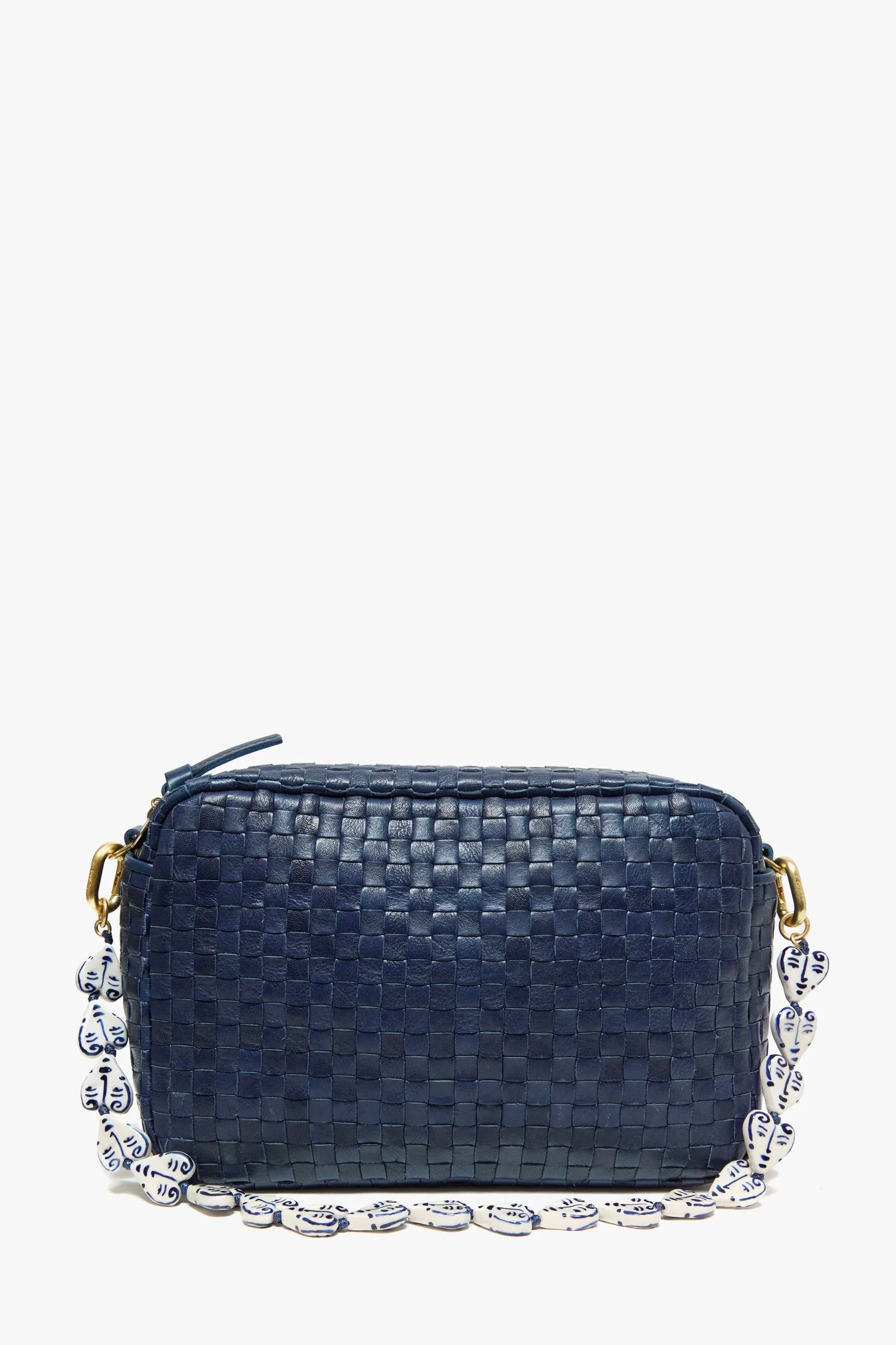 Clare V. Shortie Strap / Porcelain Blue/Cream Hearts