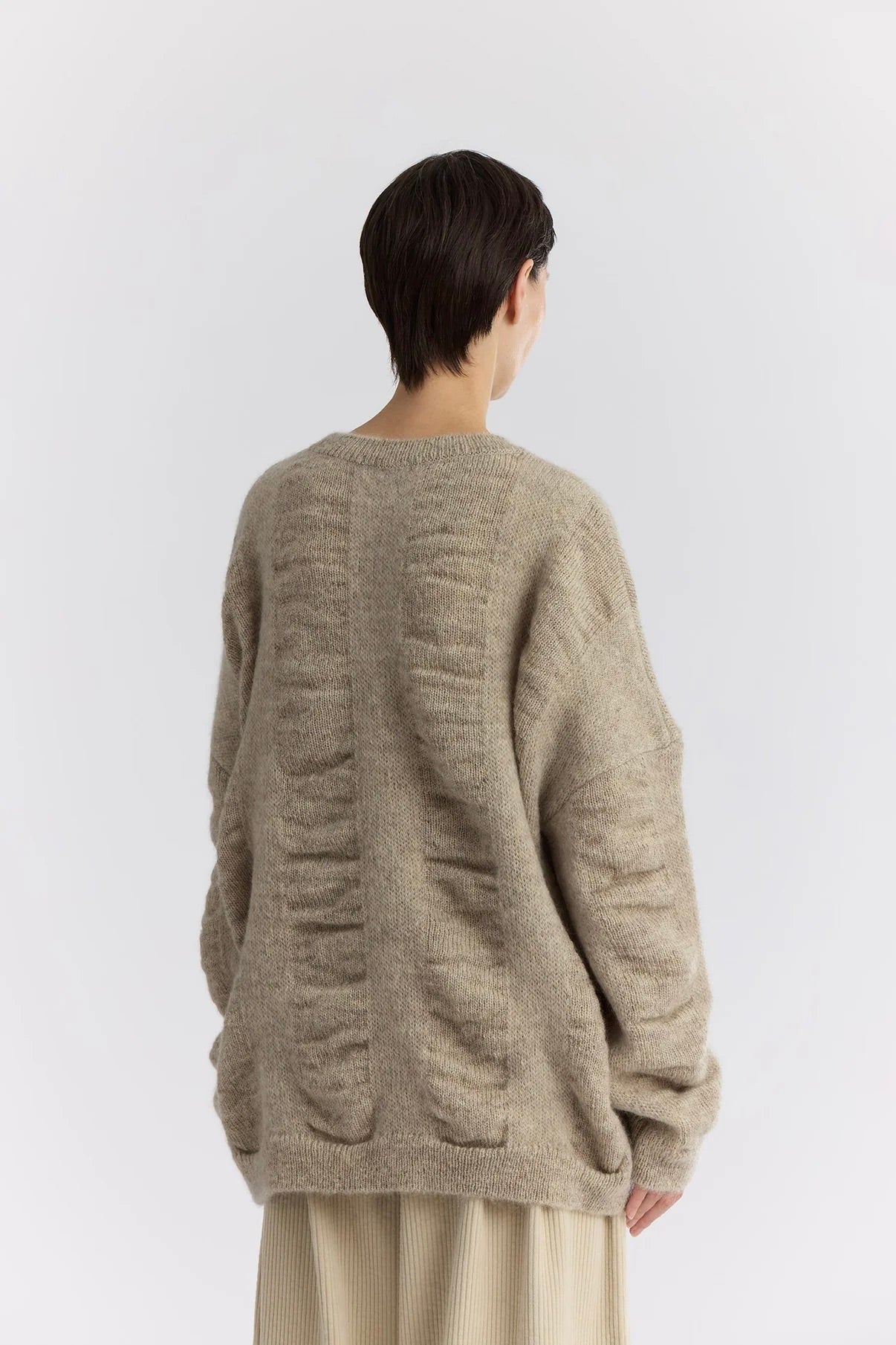 Black Crane Waterfall Sweater / Natural