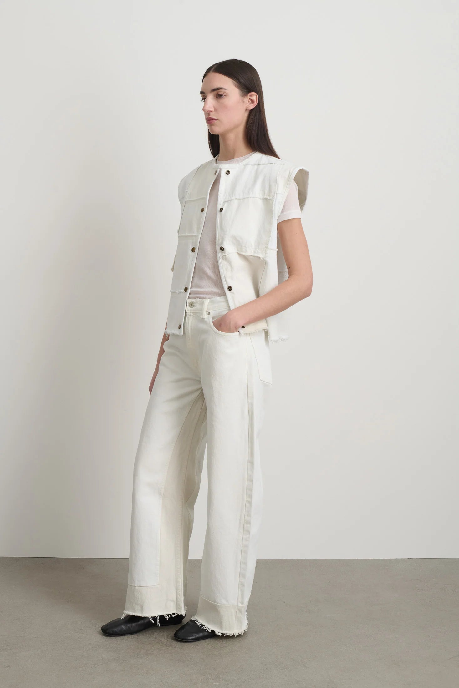B Sides Reworked Madras Vest / Vintage White