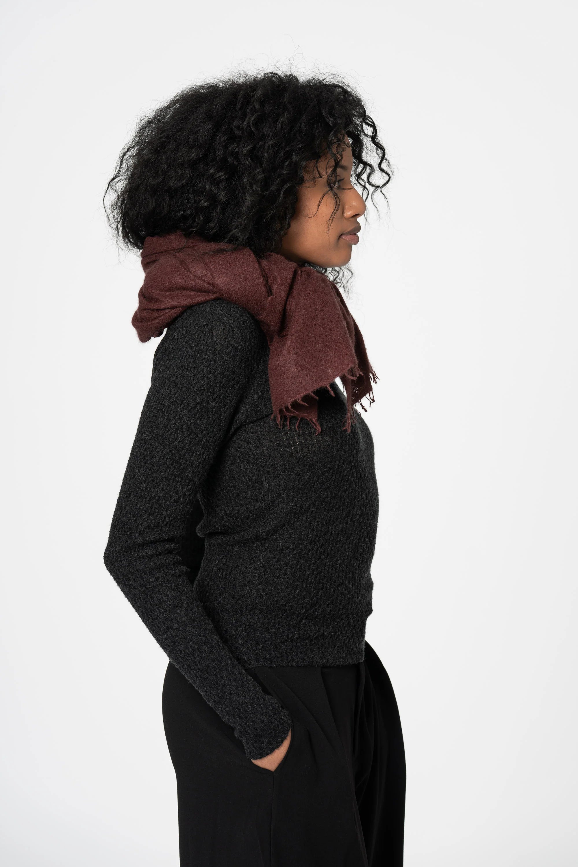 Dinadi Cashmere Felted Scarf / Merlot Red