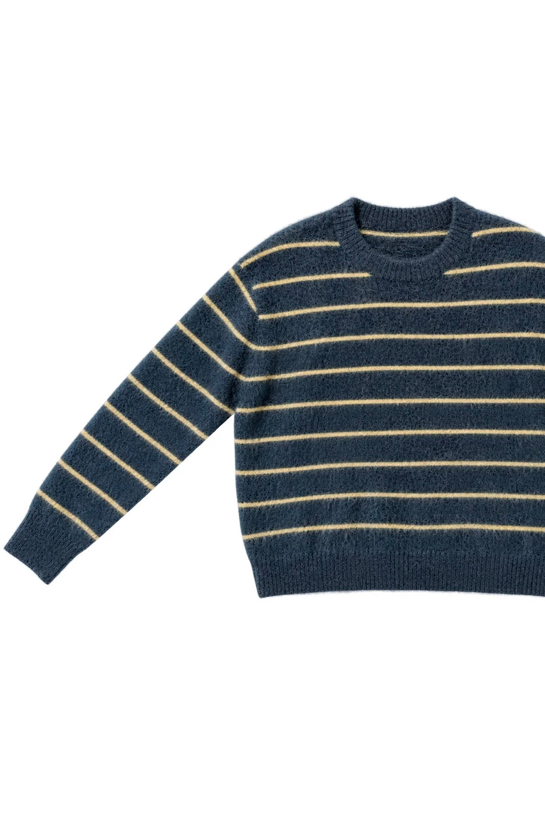 Oversized Mohair Pullover / Ocean + Ochre Stripe