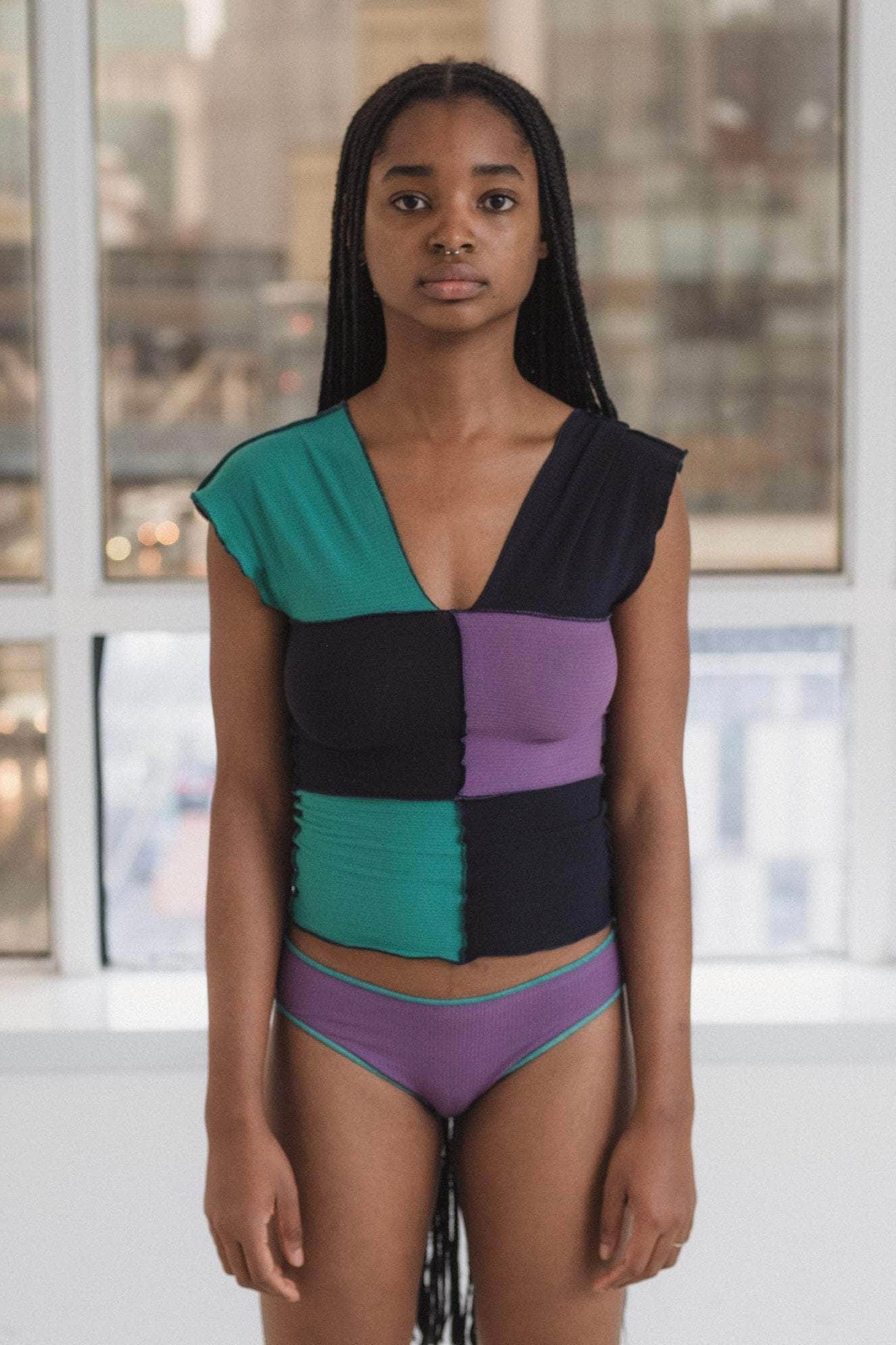 Baserange Teak Tank / Green, Navy, Purple