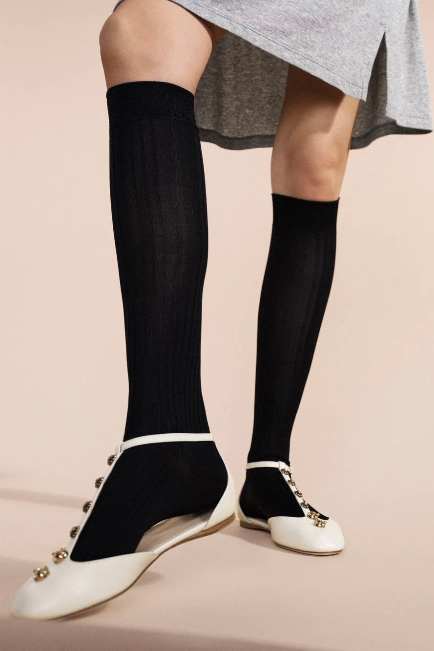 Bemberg Rib Knee High / Black