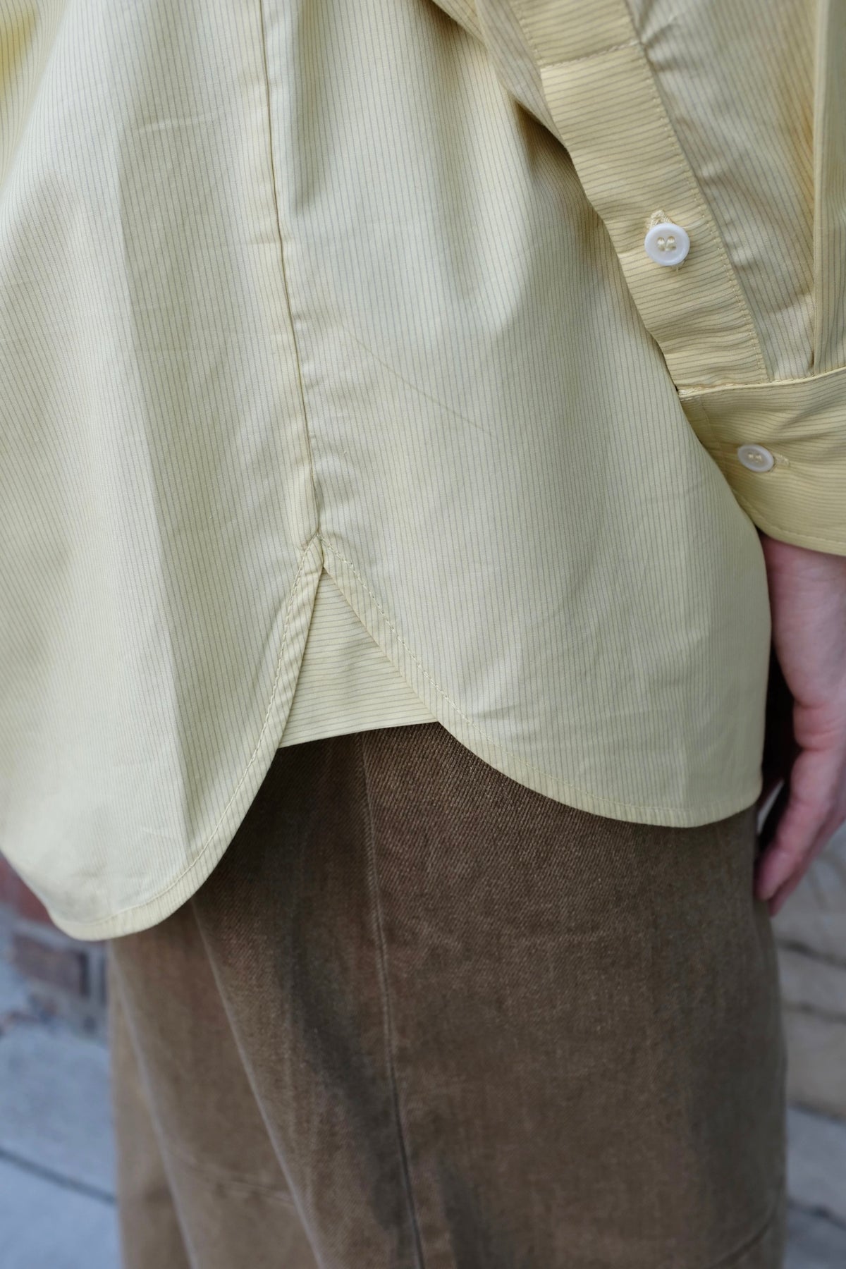 Cawley Japanese Striped Cotton Phoebe Shirt / Butter Stripe