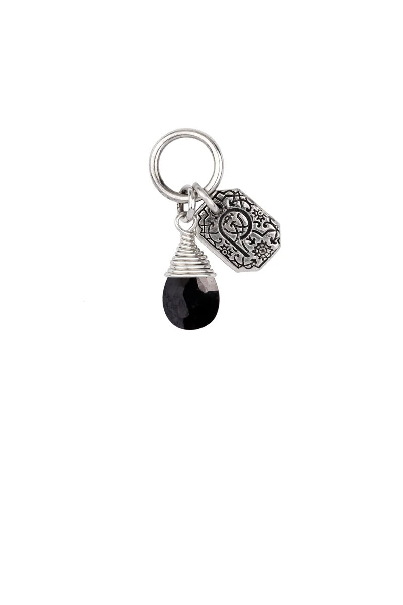 Pyrrha Vitality Black Spinel Signature Attraction Charm / Sterling