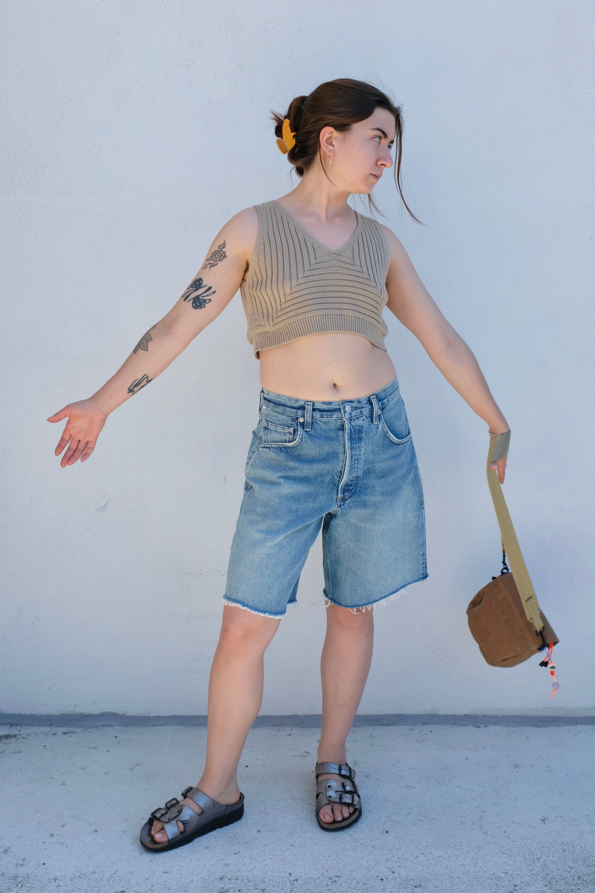 Atelier Delphine Cropped Rib Top / Khaki