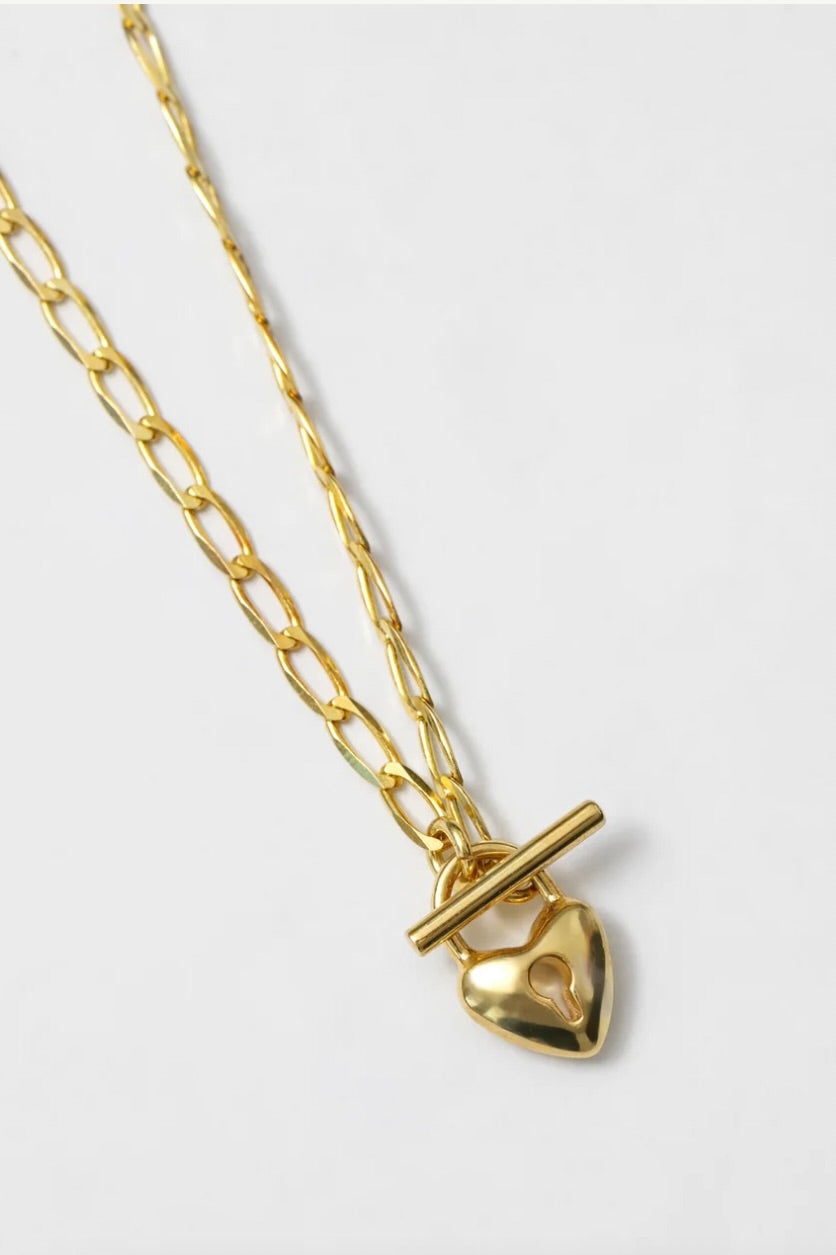 Wolf Circus Heart Toggle Necklace / Gold