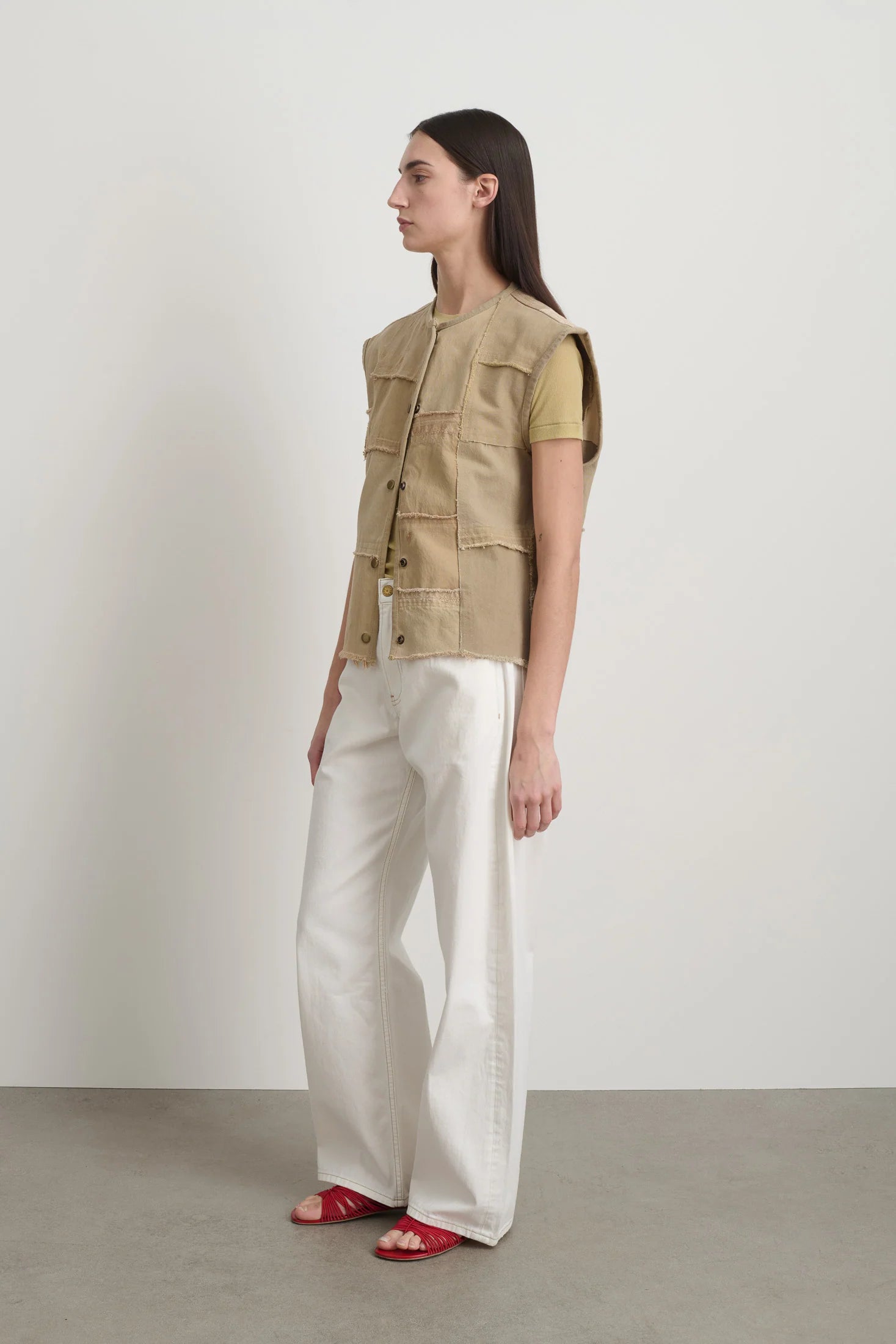 B Sides Reworked Madras Vest / Vintage Khaki