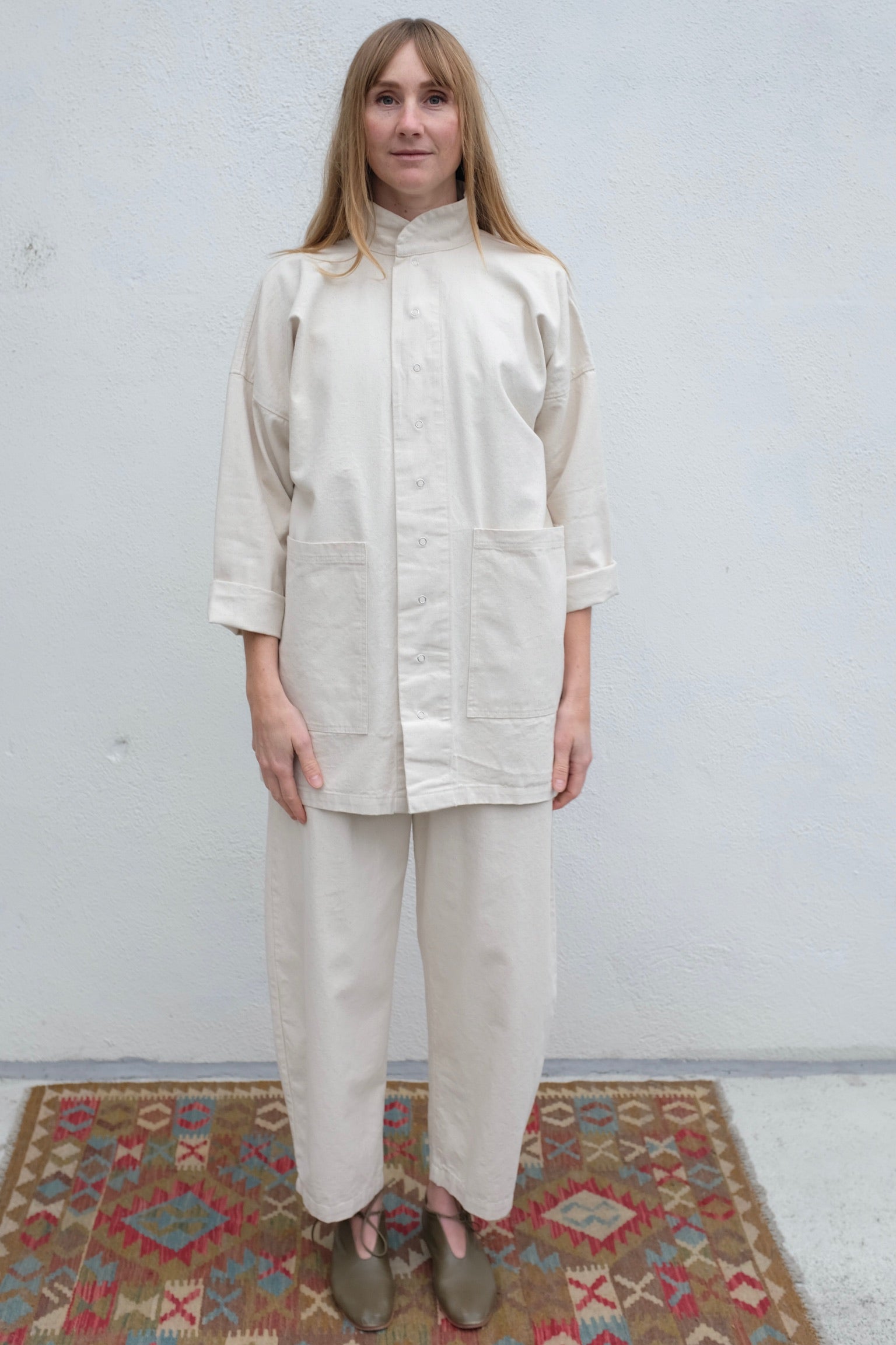 Moss Grey Madrone Chore Coat / Vanilla Bean