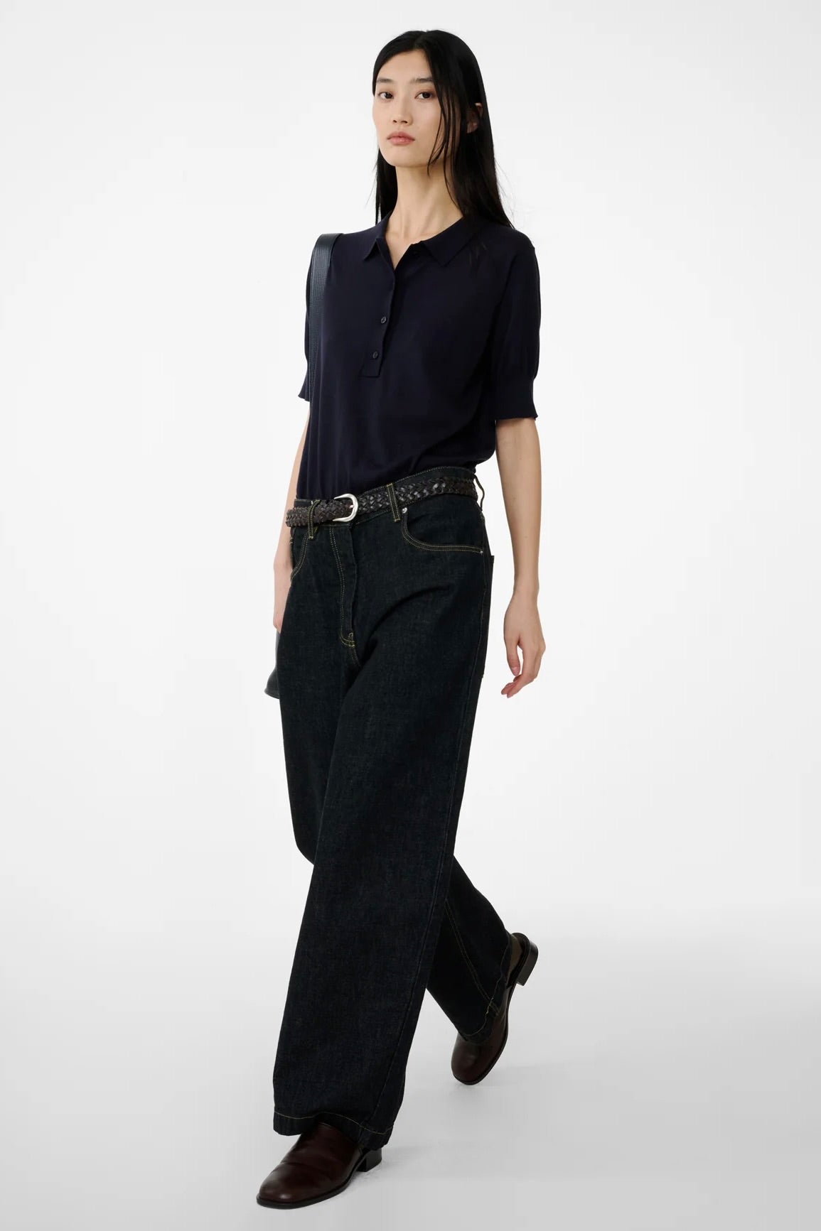 Studio Nicholson Nieve Curved Leg Denim Pant / Black