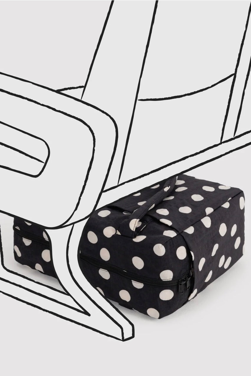 Baggu Small Cloud Carry-On / Black + Cream Polka Dot