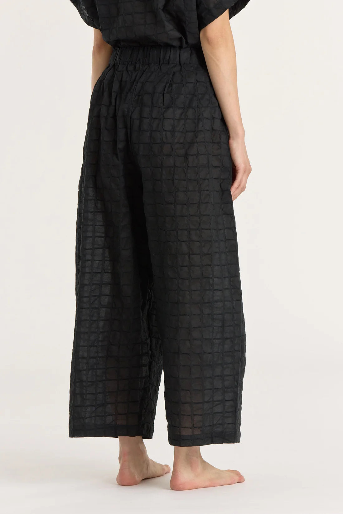 Black Crane Ripple Wide Pants / Black