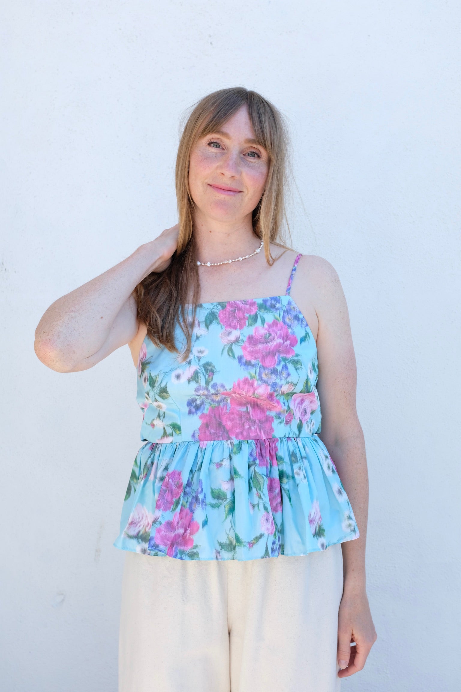 Eliza Faulkner Agnes Top / Aqua Floral Taffeta