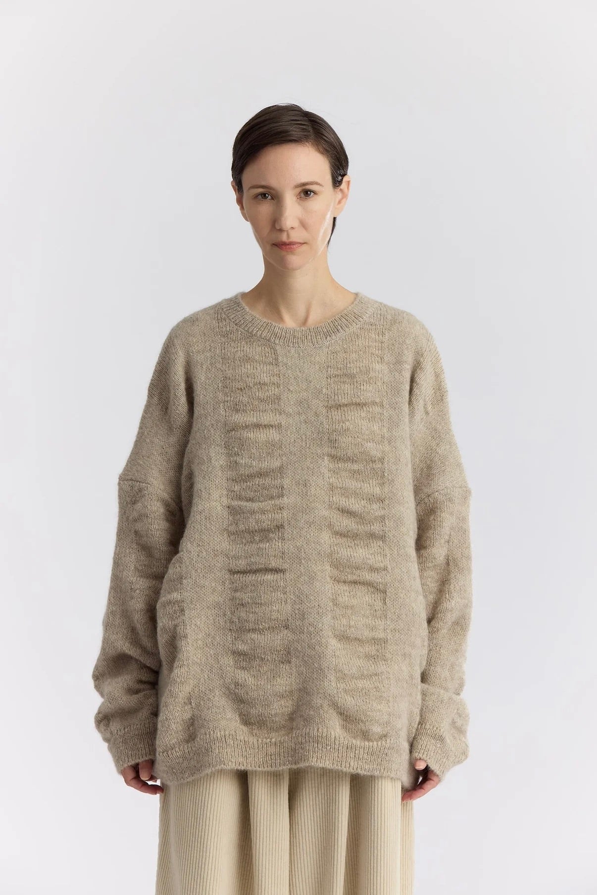 Black Crane Waterfall Sweater / Natural