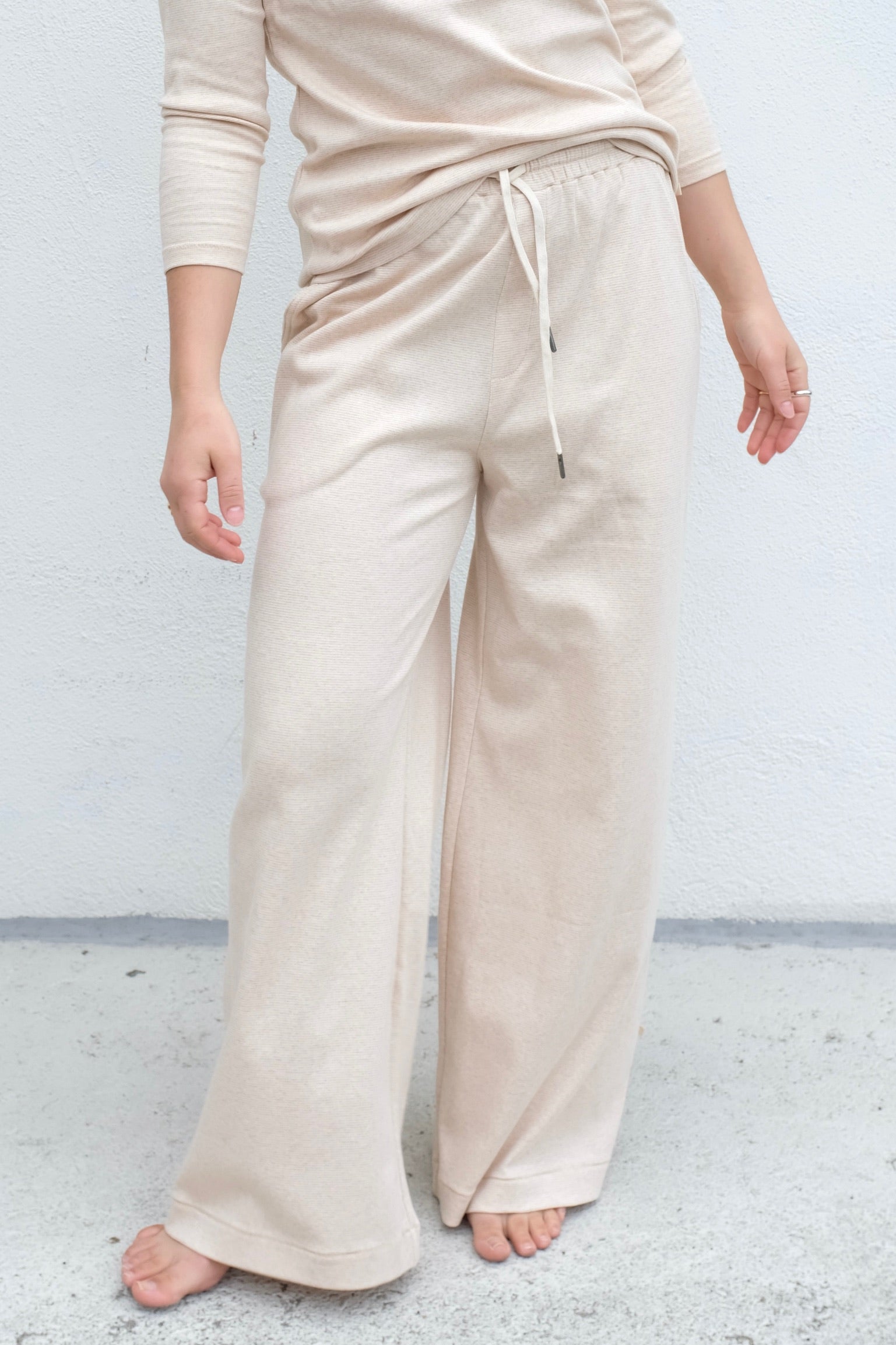 Ana + Zac Beach Pant / Oat Micro Stripe