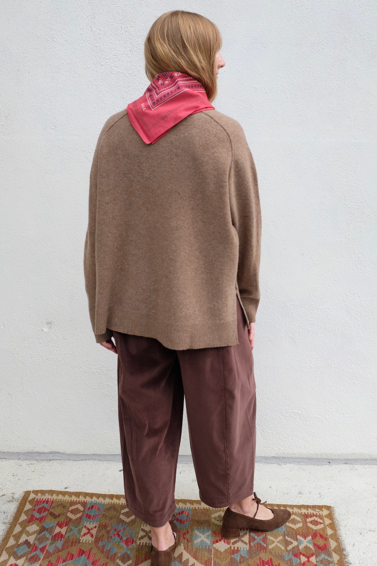 Roll Seam Sweater / Speckle Clay