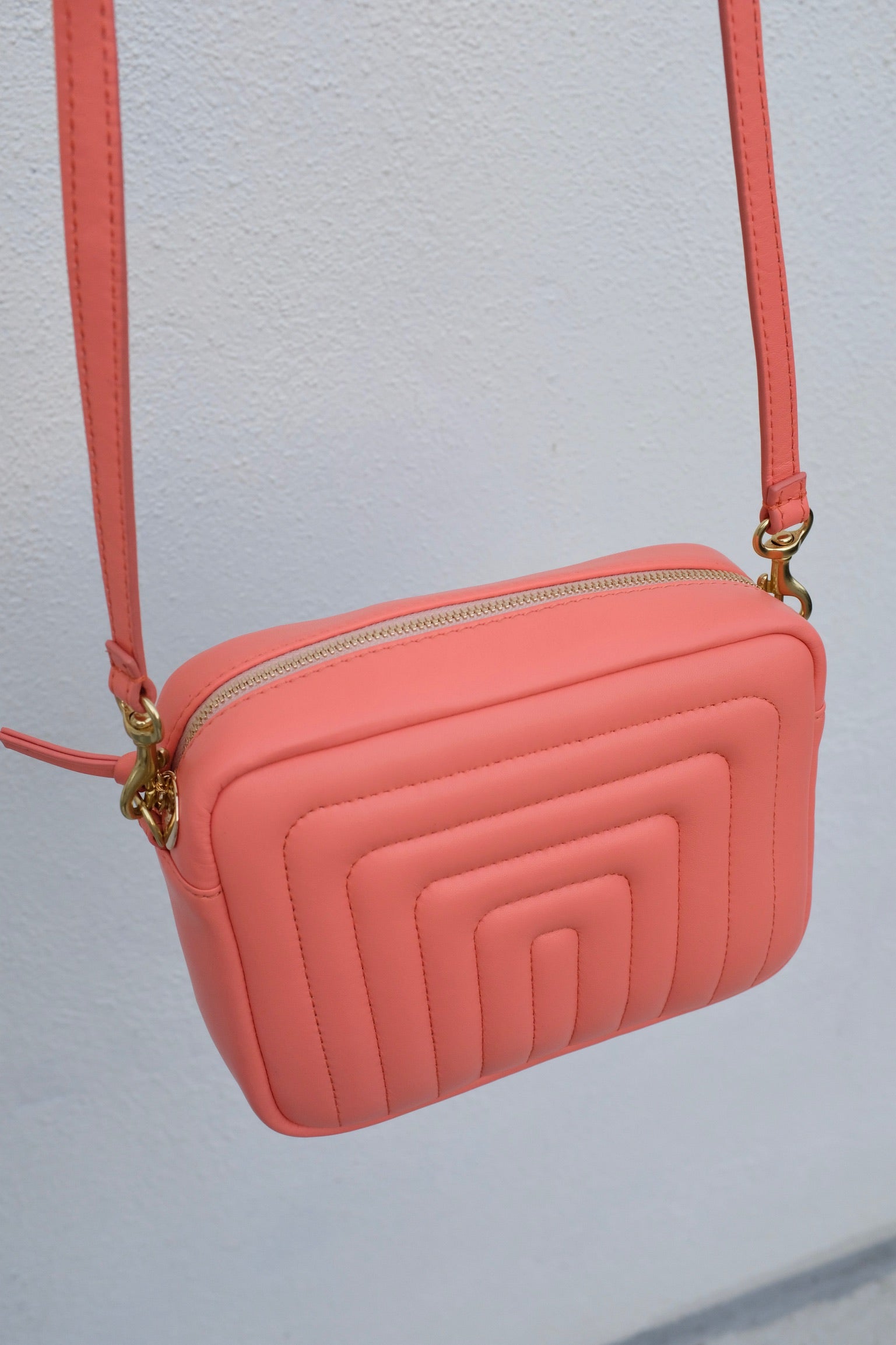 Clare V Midi Sac / Bright Coral Channel Quilted