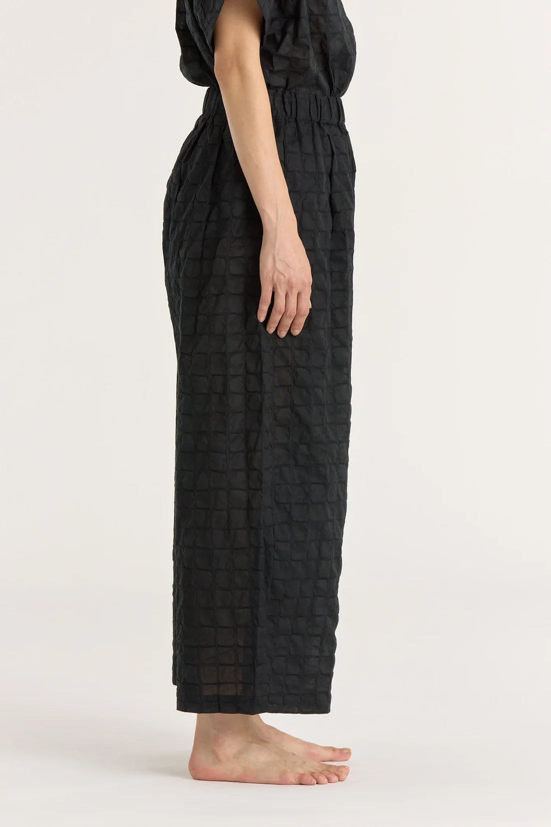 Black Crane Ripple Wide Pants / Black