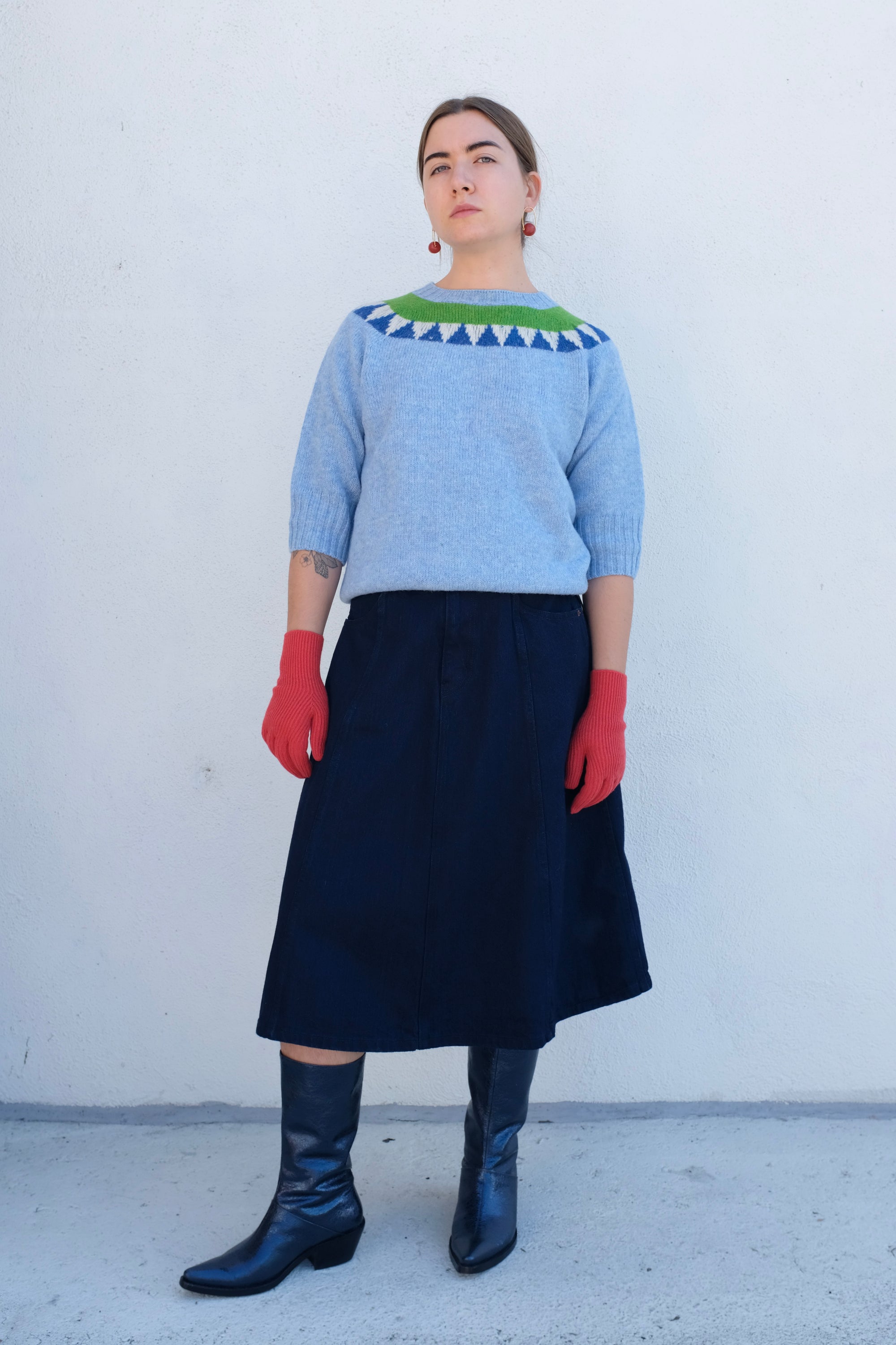 La Fetiche Otta Fairisle Sweater / Light Blue