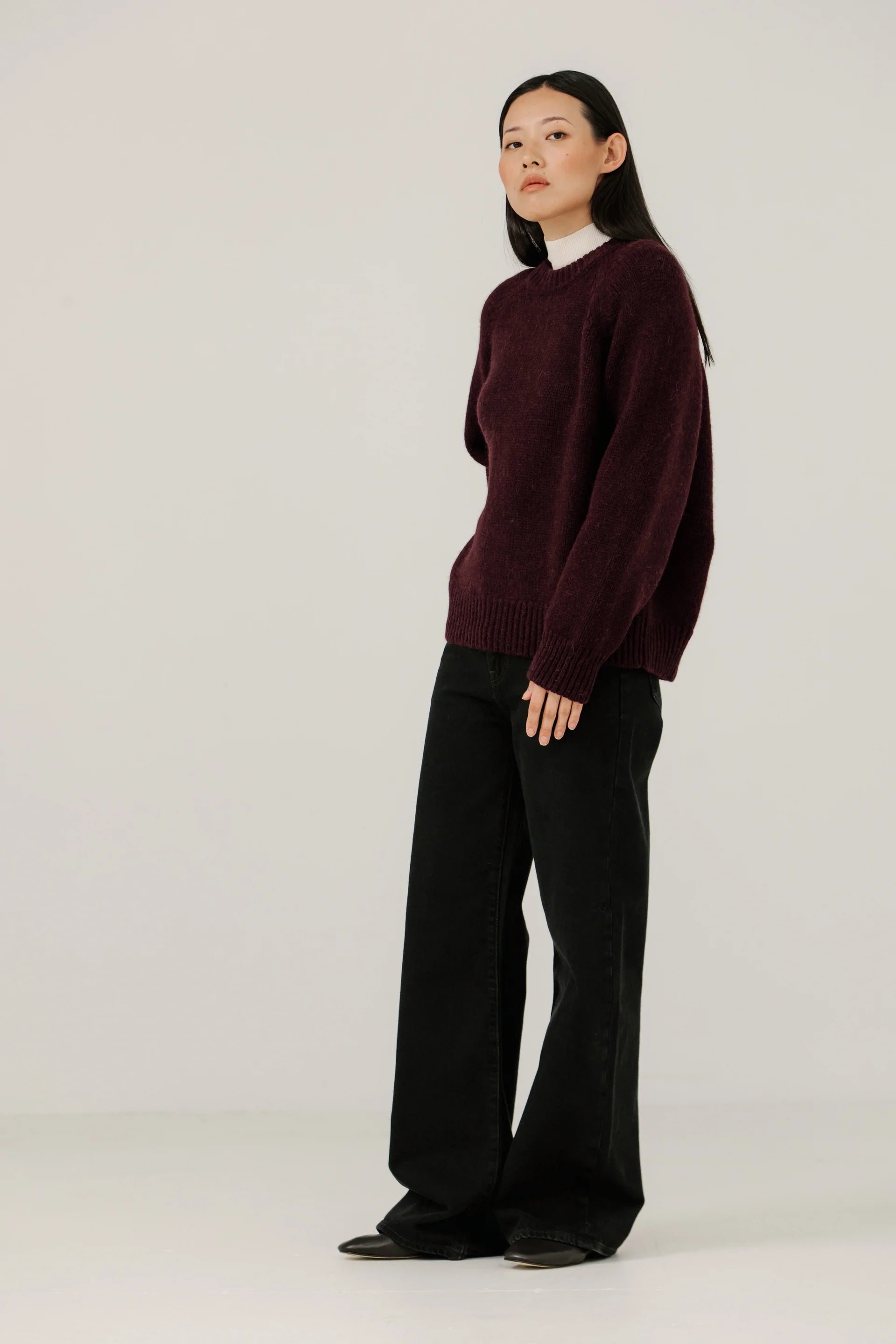 Bare Knitwear Classic Oversized Crewneck / Deep Maroon