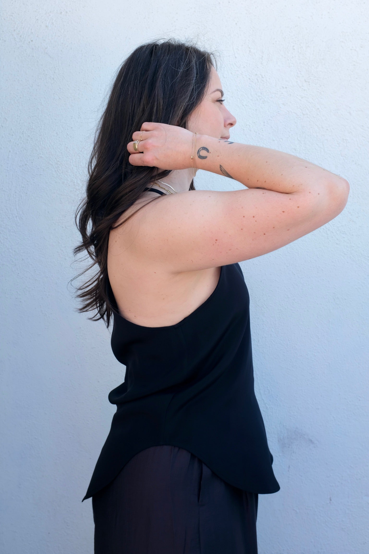 Modern Weaving Skinny Racer Tank / Black