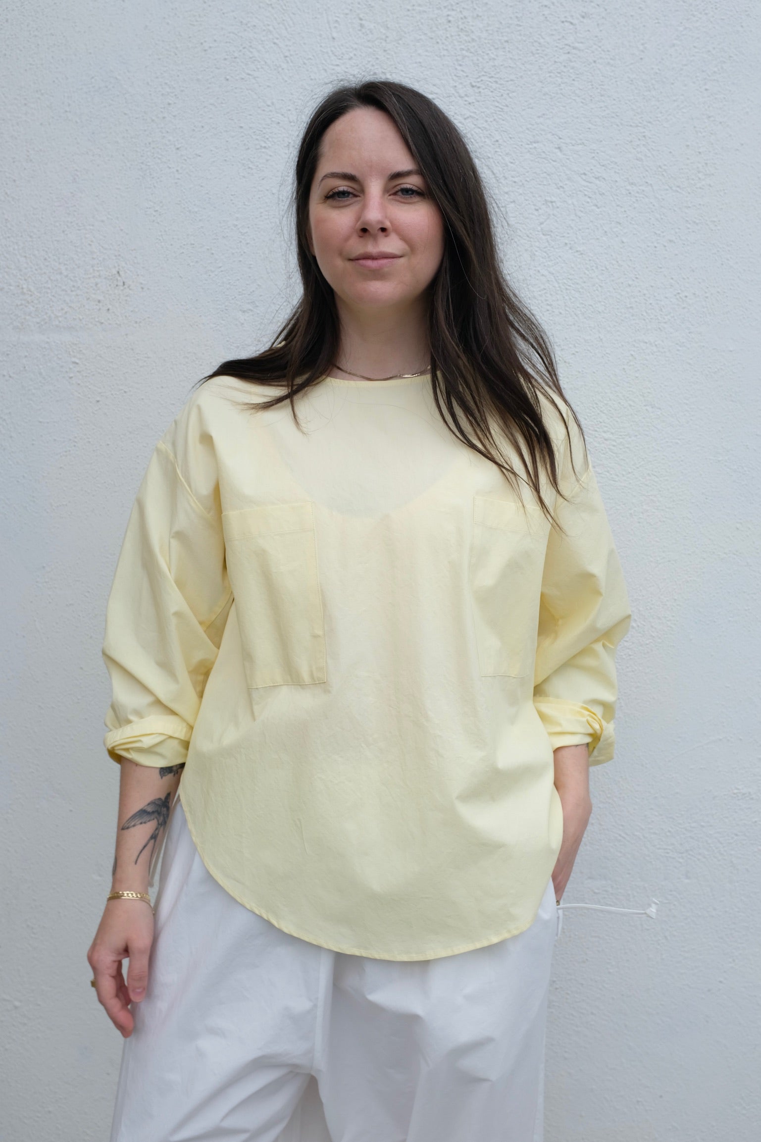 Modern Weaving Pocket Popover Top / Butter