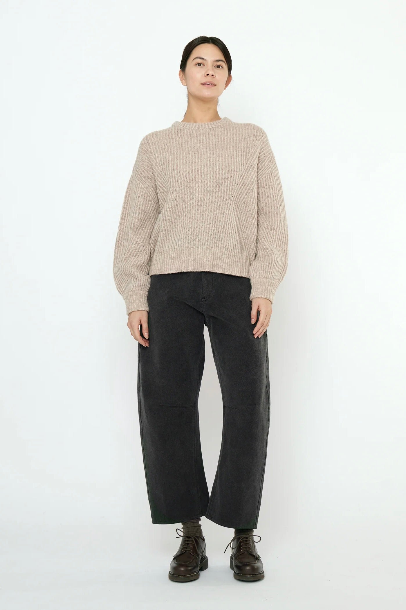 7115 by Szeki Striped Poet Sweater / Taupe Sand
